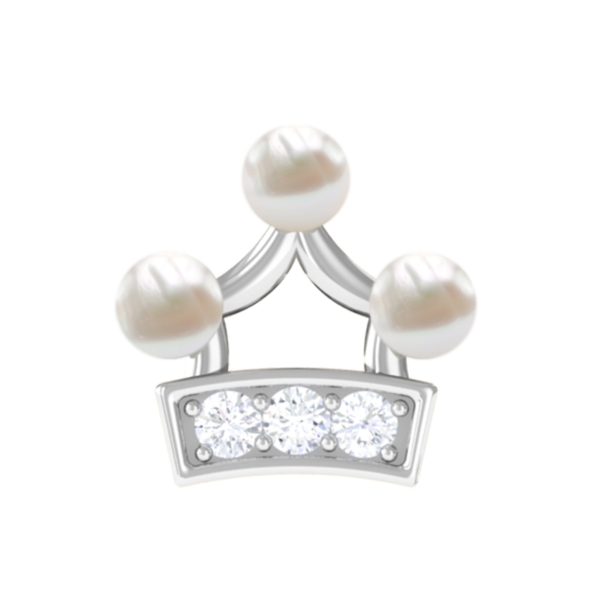 Freshwater Pearl and Diamond Crown Cartilage Earring