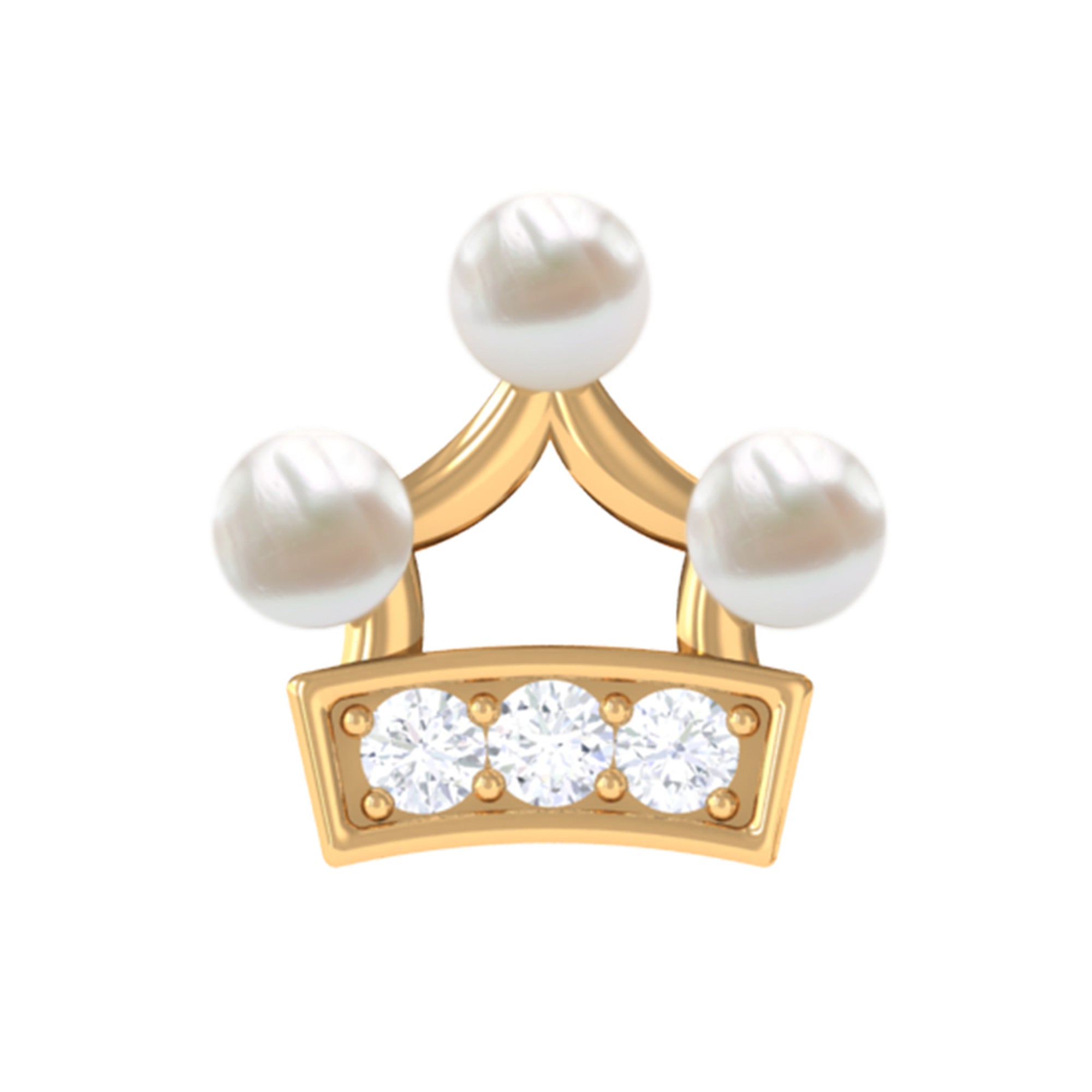 Freshwater Pearl and Diamond Crown Cartilage Earring