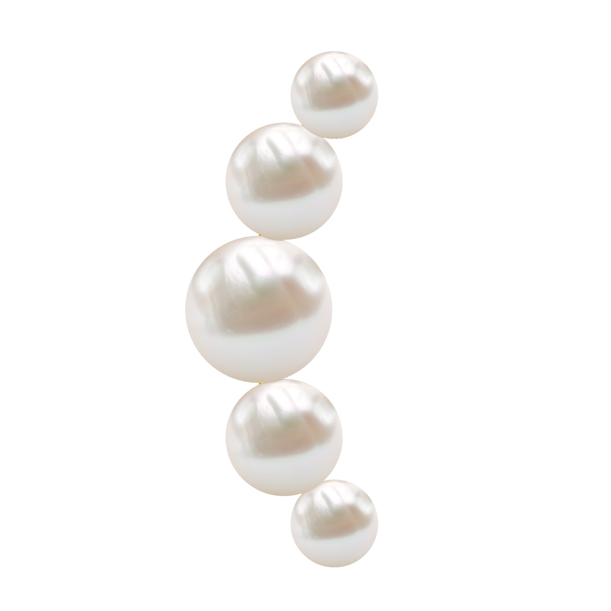 Round Freshwater Pearl Crawler Earring in Gold