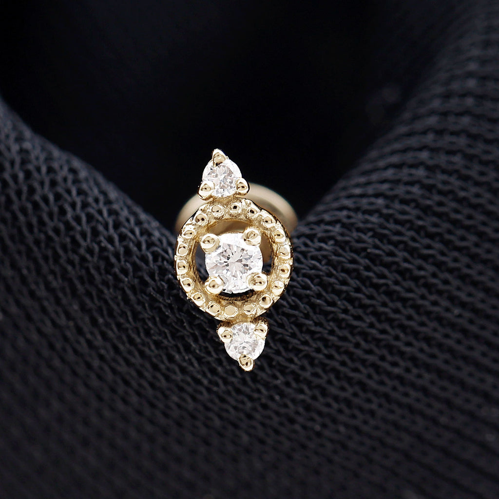 Unique Diamond Gothic Conch Earring in Gold