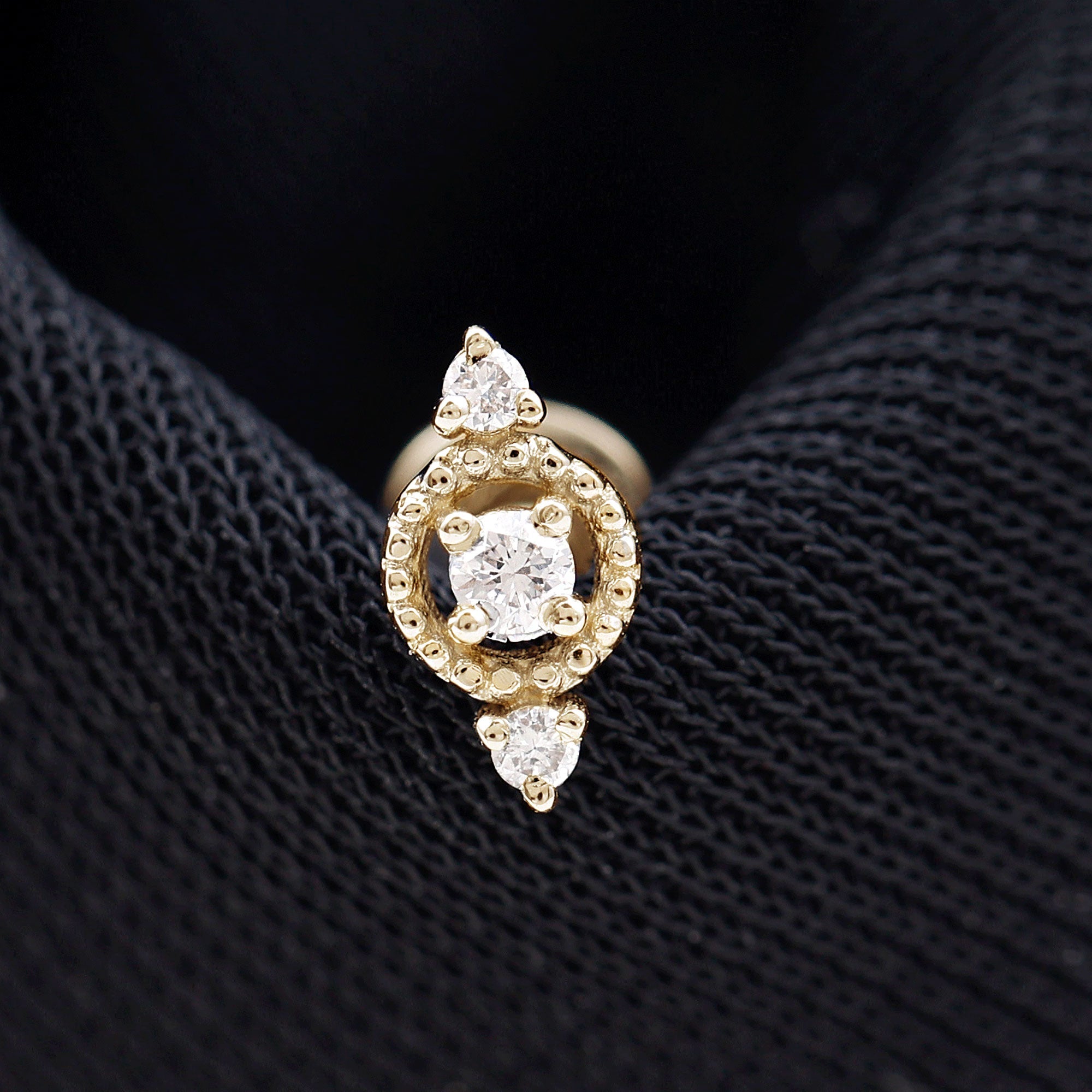 Unique Diamond Gothic Conch Earring in Gold