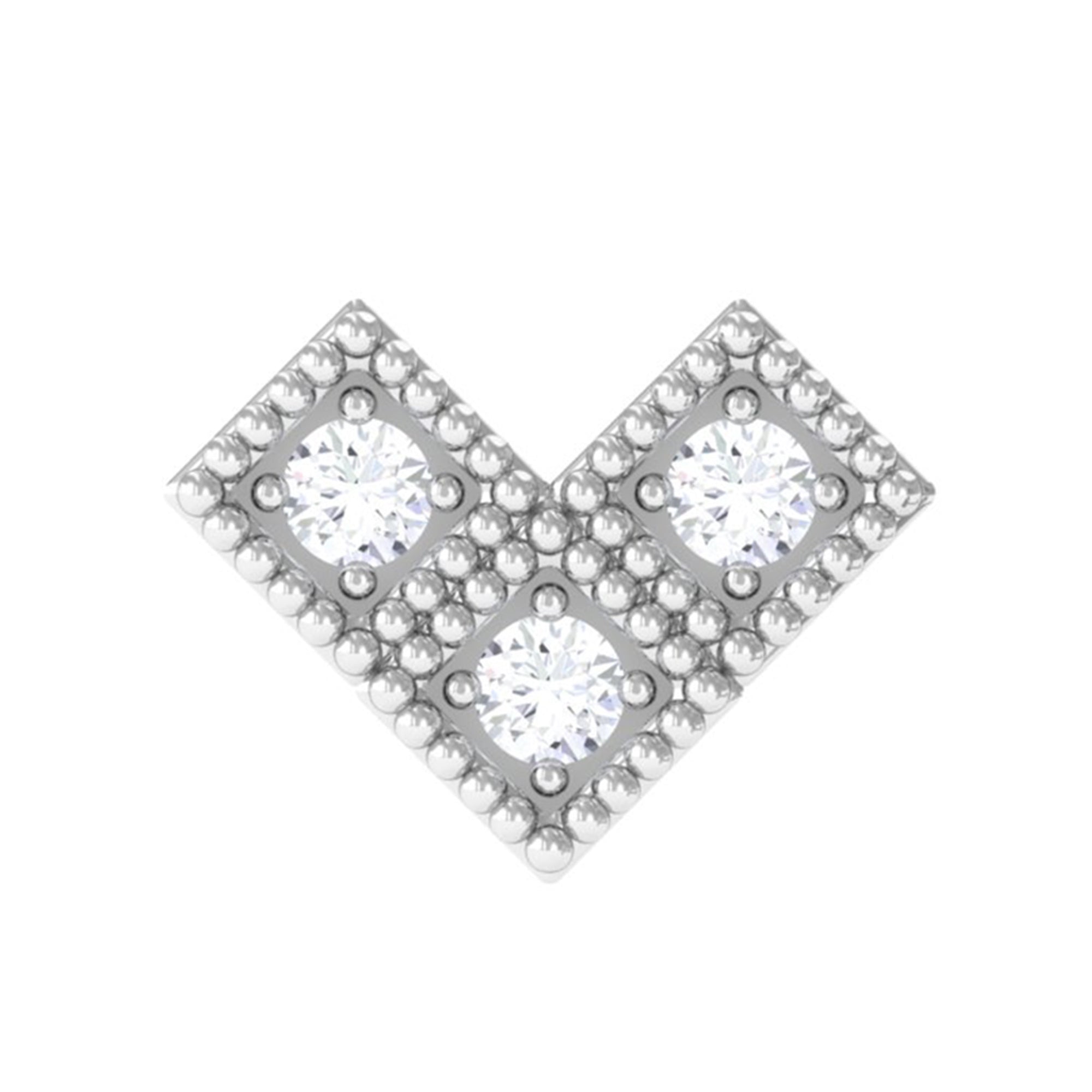 Round Diamond Gold Beaded V Shape Earring