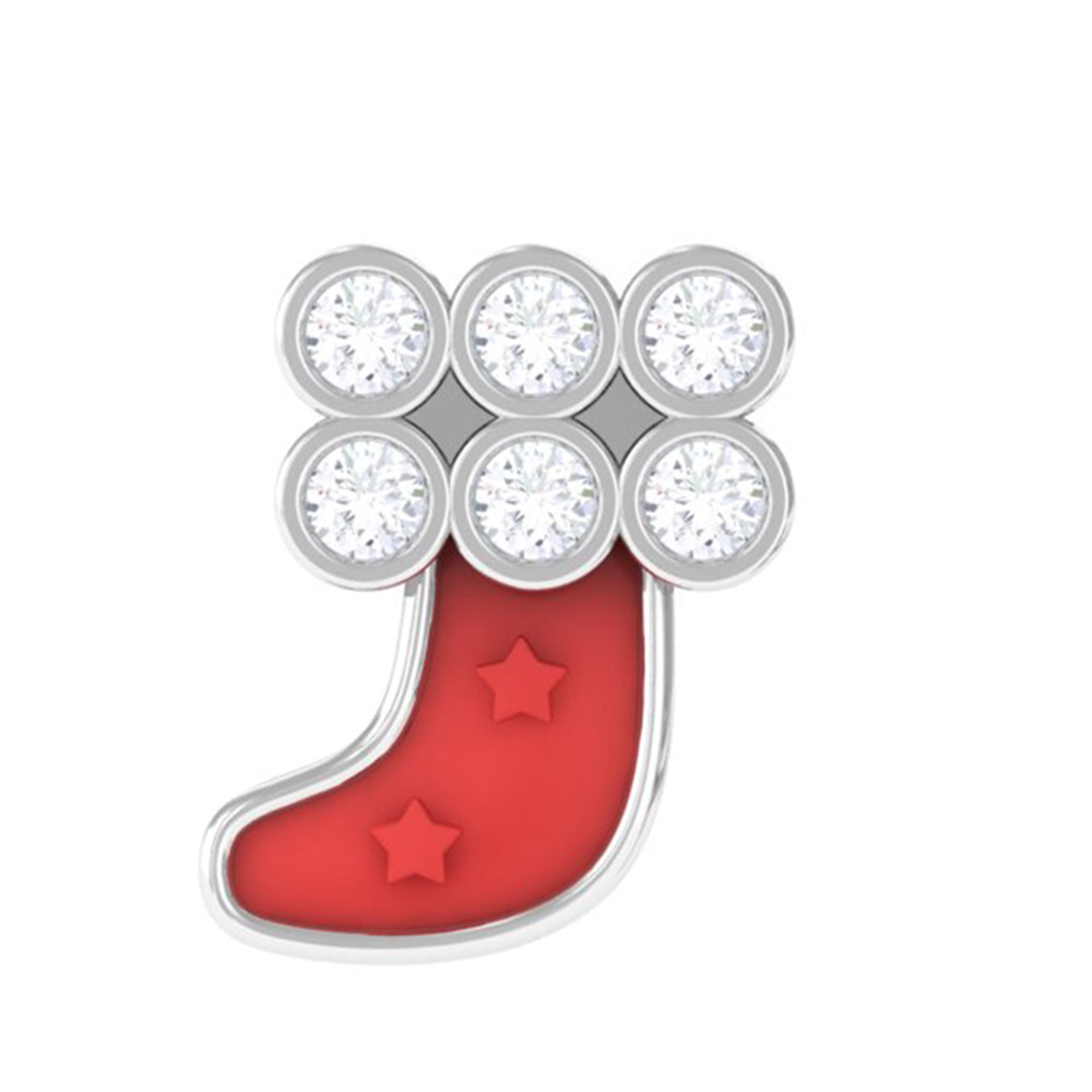 Natural Diamond Cute Christmas Stocking Earring