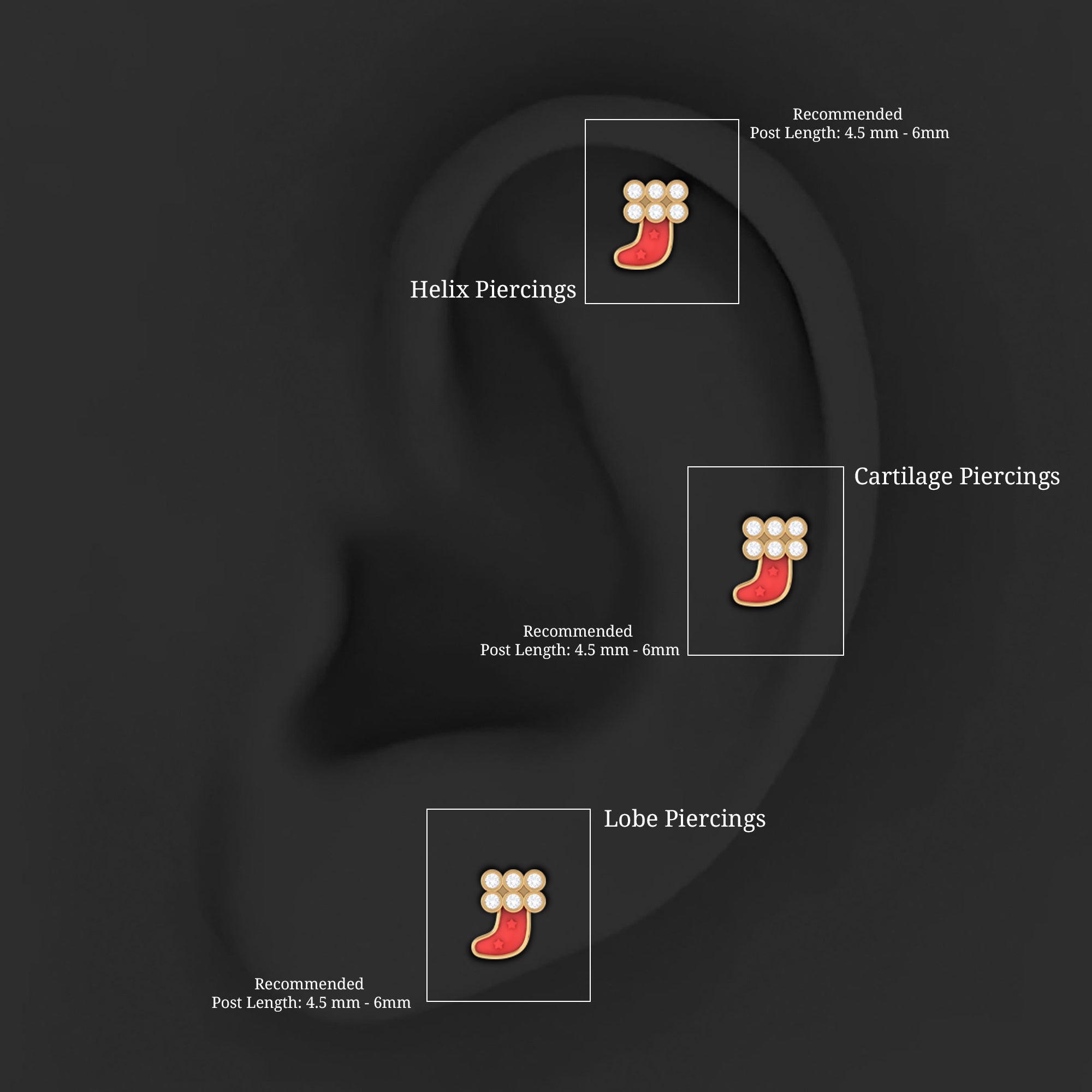 Natural Diamond Cute Christmas Stocking Earring