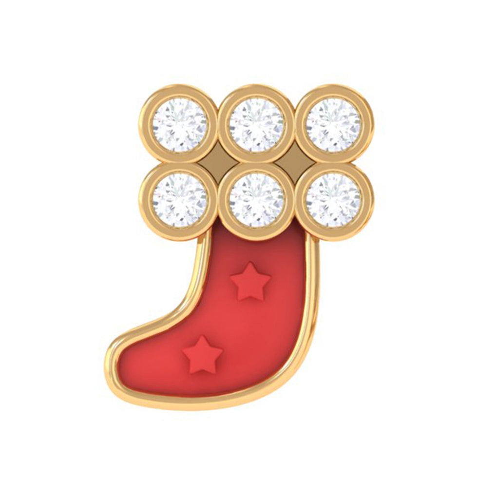 Natural Diamond Cute Christmas Stocking Earring