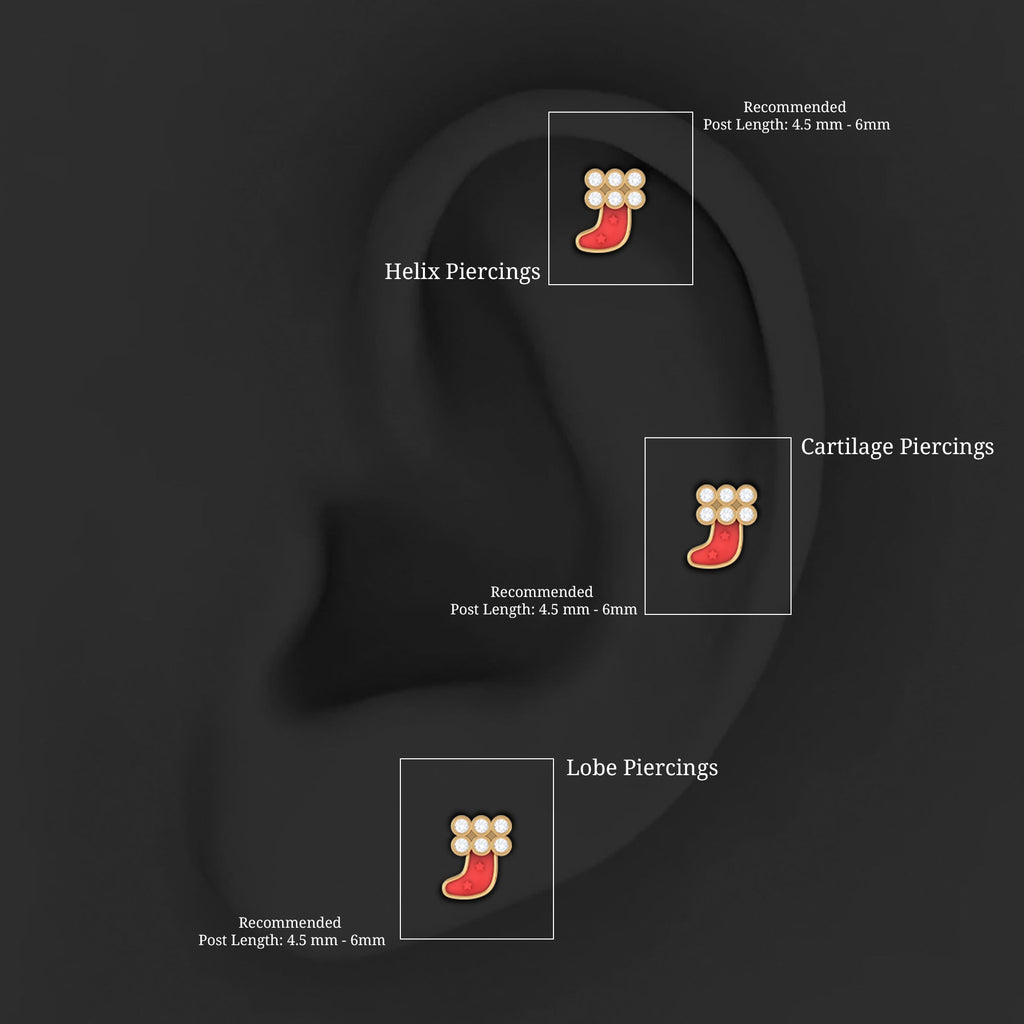 Natural Diamond Cute Christmas Stocking Earring