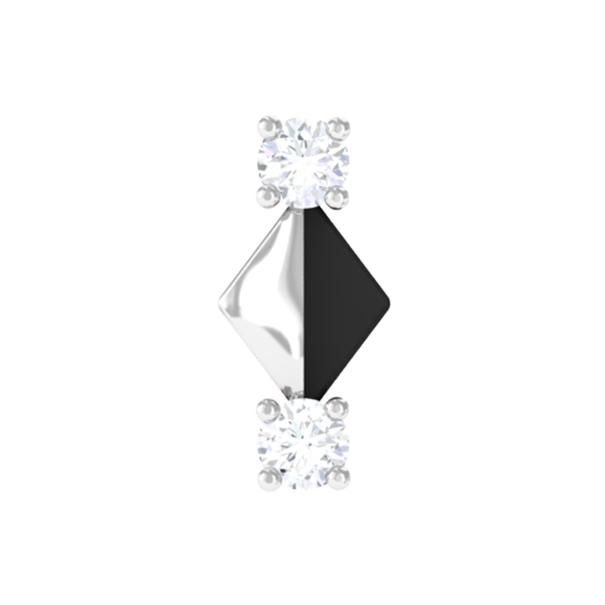 Real Diamond Quirky Tragus Earring with Black Enamel