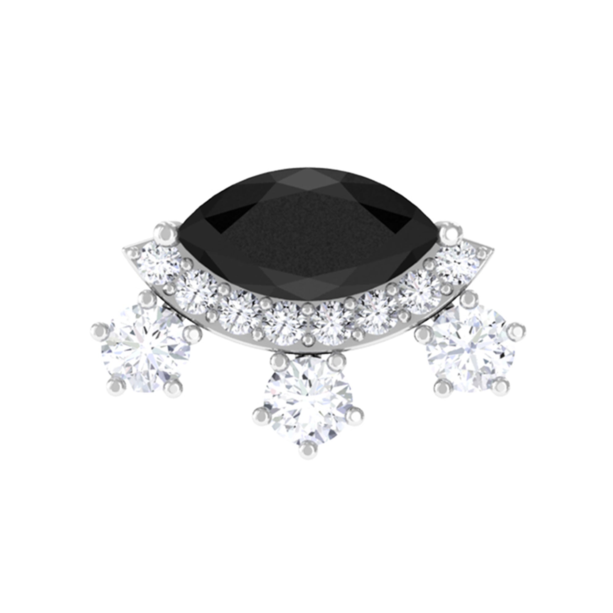 Genuine Black Onyx Gothic Cartilage Earring with Moissanite