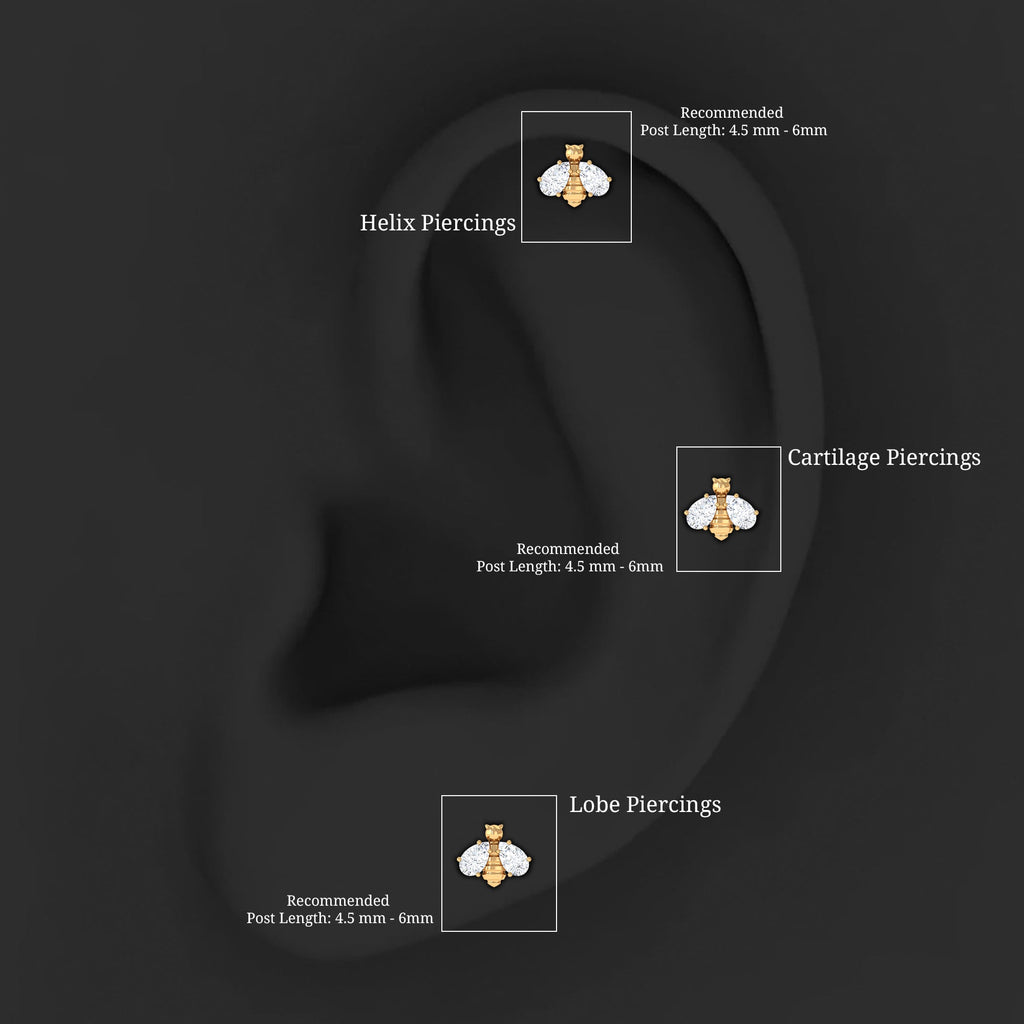 Adorable Pear Cut Moissanite Bumble Bee Earring