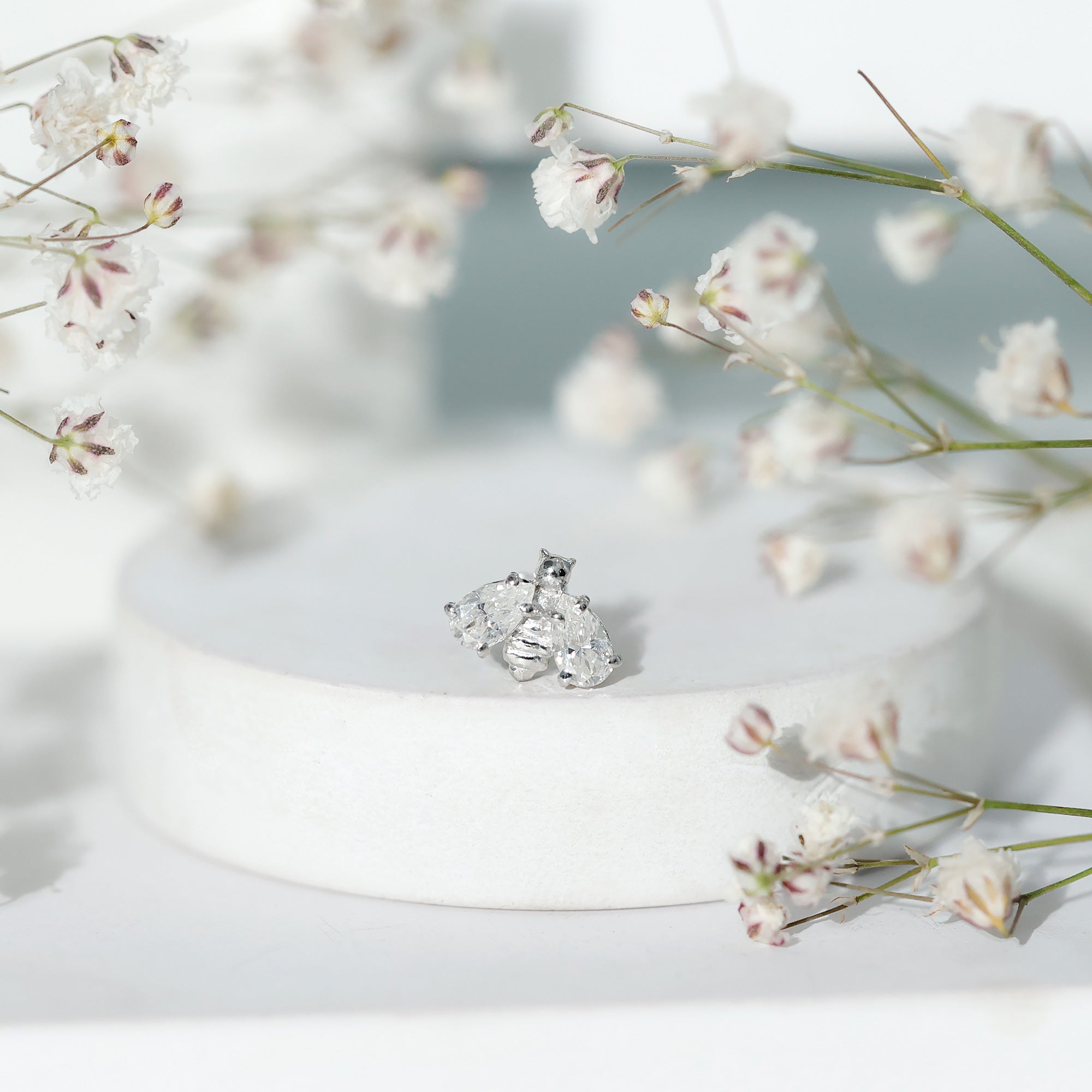 Adorable Pear Cut Moissanite Bumble Bee Earring