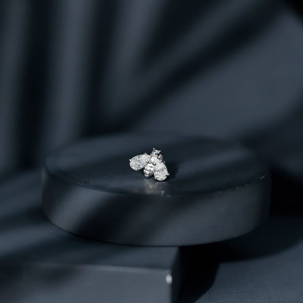 Adorable Pear Cut Moissanite Bumble Bee Earring