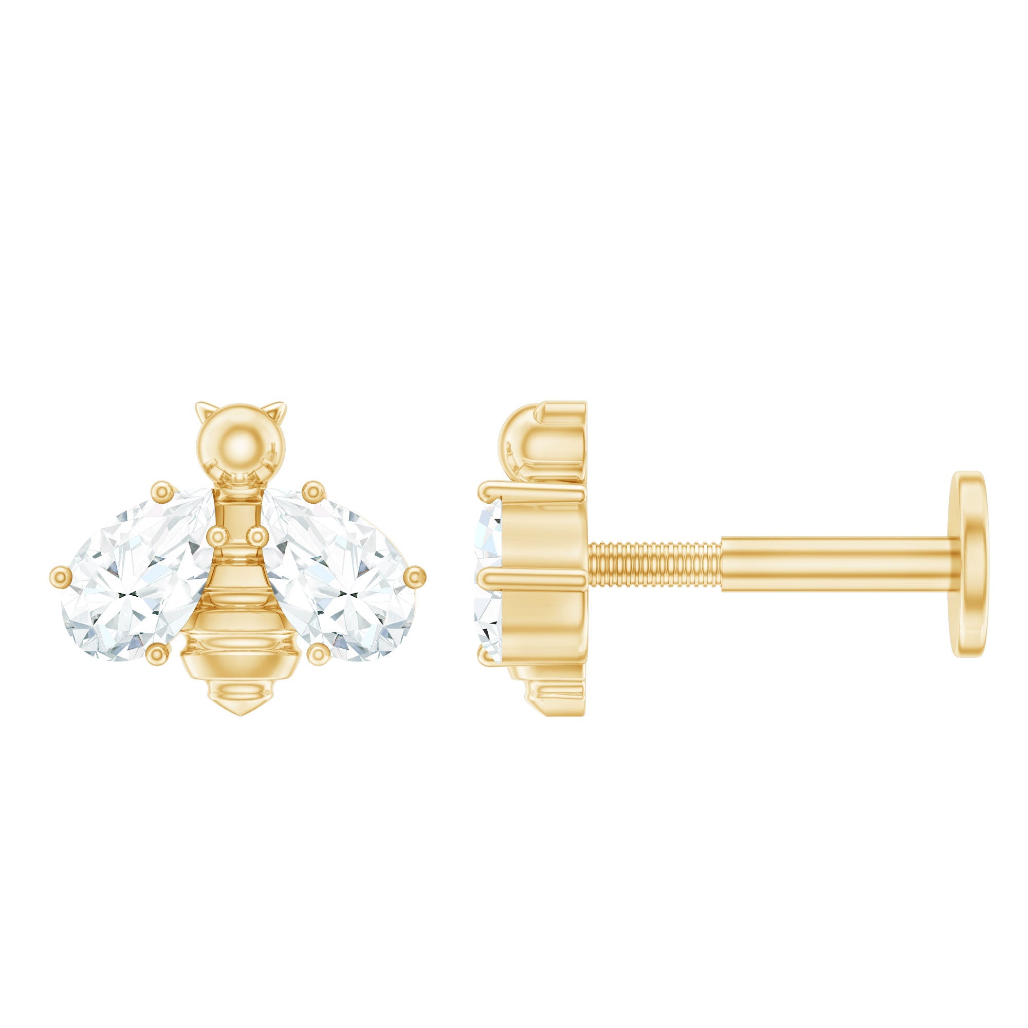Adorable Pear Cut Moissanite Bumble Bee Earring
