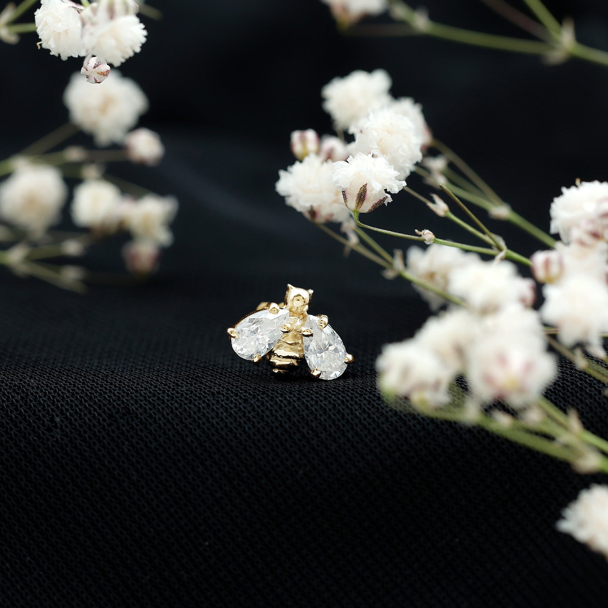 Adorable Pear Cut Moissanite Bumble Bee Earring