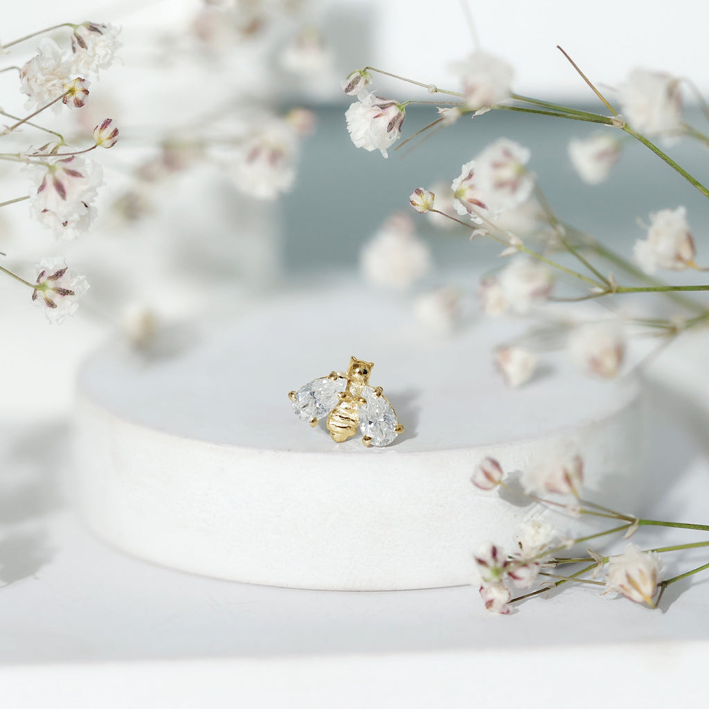 Adorable Pear Cut Moissanite Bumble Bee Earring