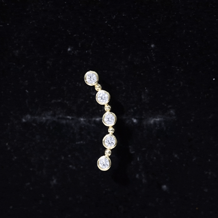 Round Moissanite Curved Climber Earring in Bezel Setting
