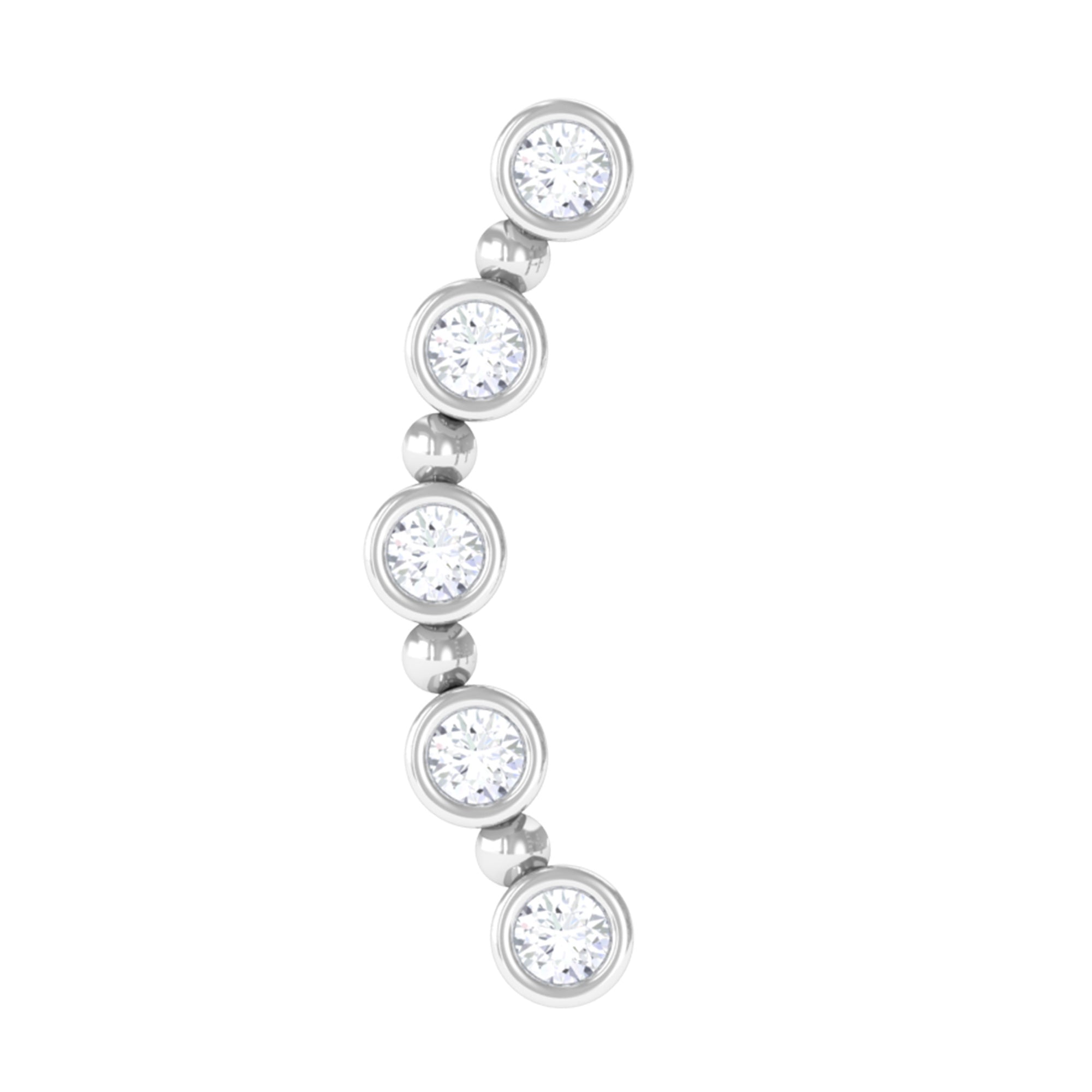 Round Moissanite Curved Climber Earring in Bezel Setting