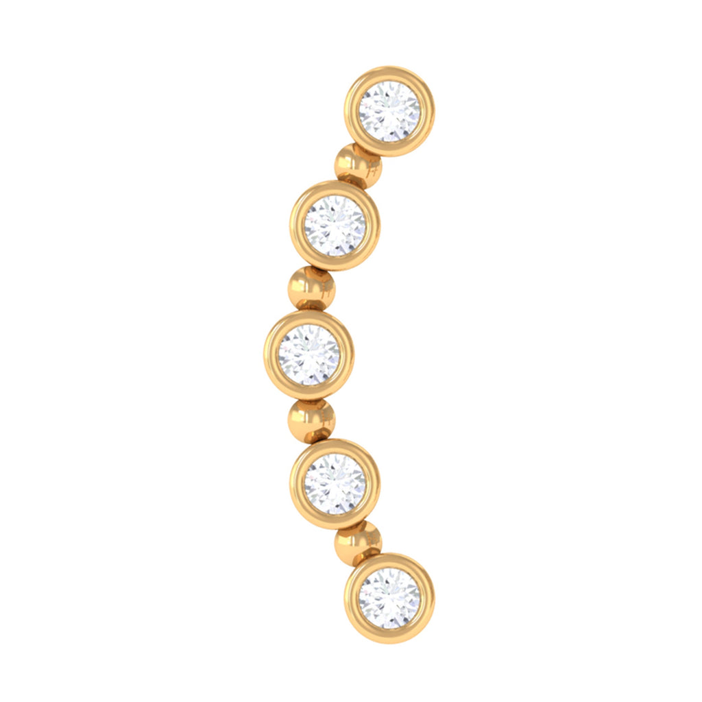 Round Moissanite Curved Climber Earring in Bezel Setting