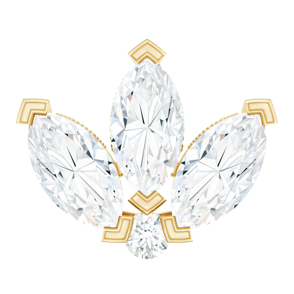 Marquise Diamond Lotus Earring for Cartilage Piercing