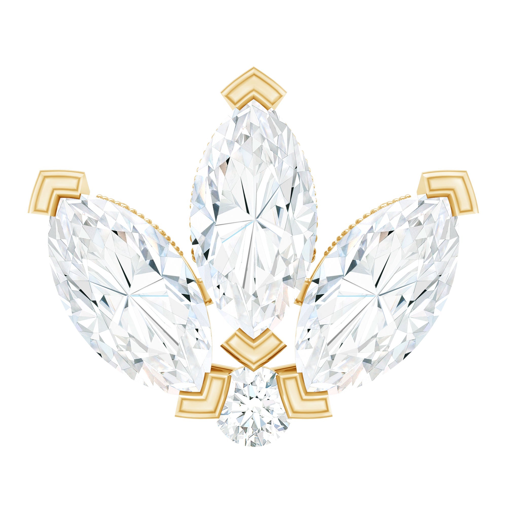 Marquise Diamond Lotus Earring for Cartilage Piercing