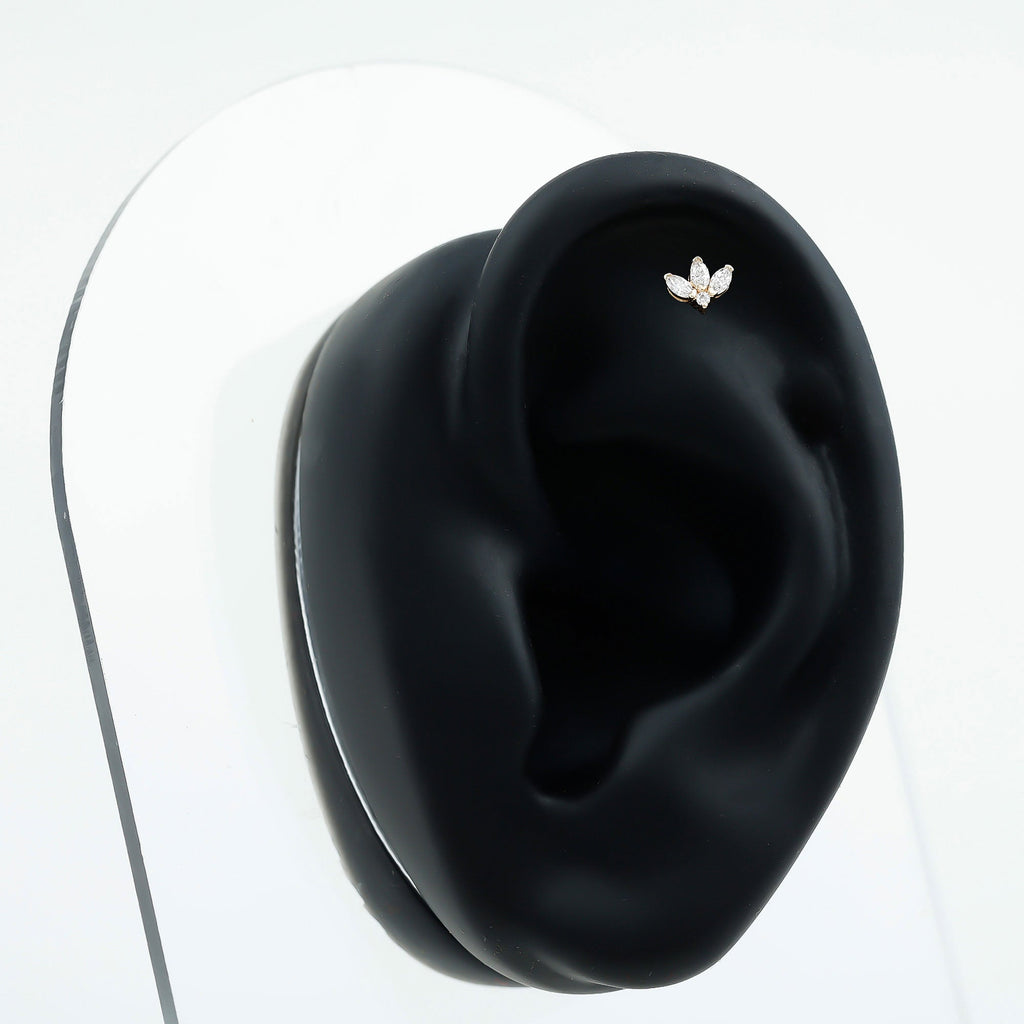 Marquise Diamond Lotus Earring for Cartilage Piercing