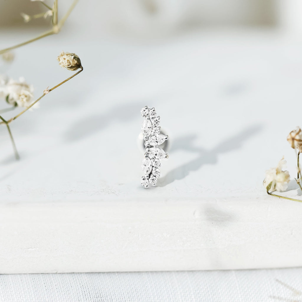 Unique Diamond Crawler Earring for Cartilage Piercing