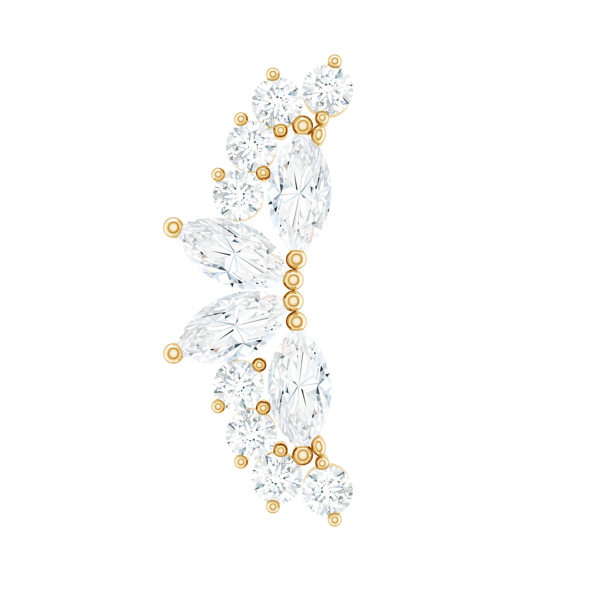 Unique Diamond Crawler Earring for Cartilage Piercing