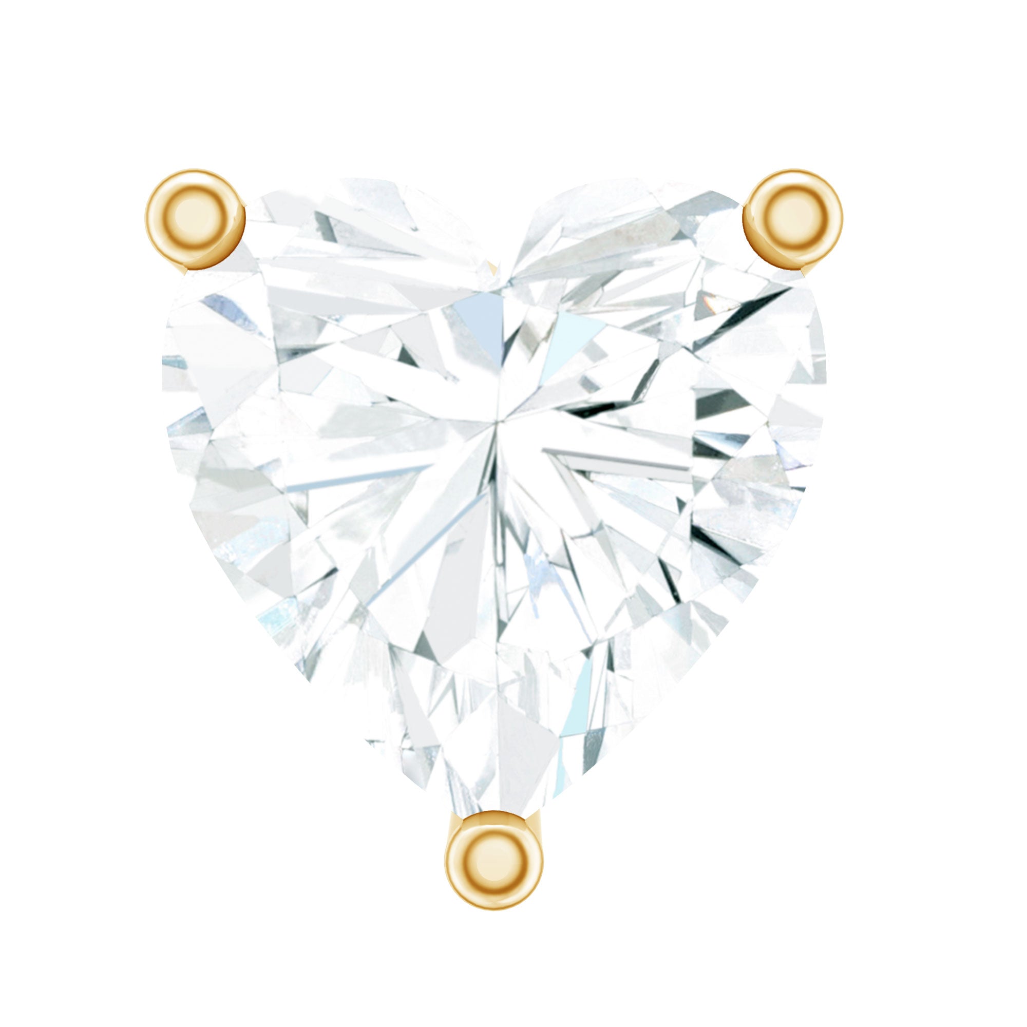 Solitaire Diamond Heart Earring with Flat Back