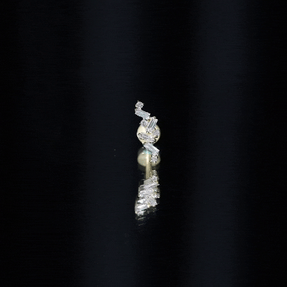 Baguette Diamond Cartilage Earring with Flat Back