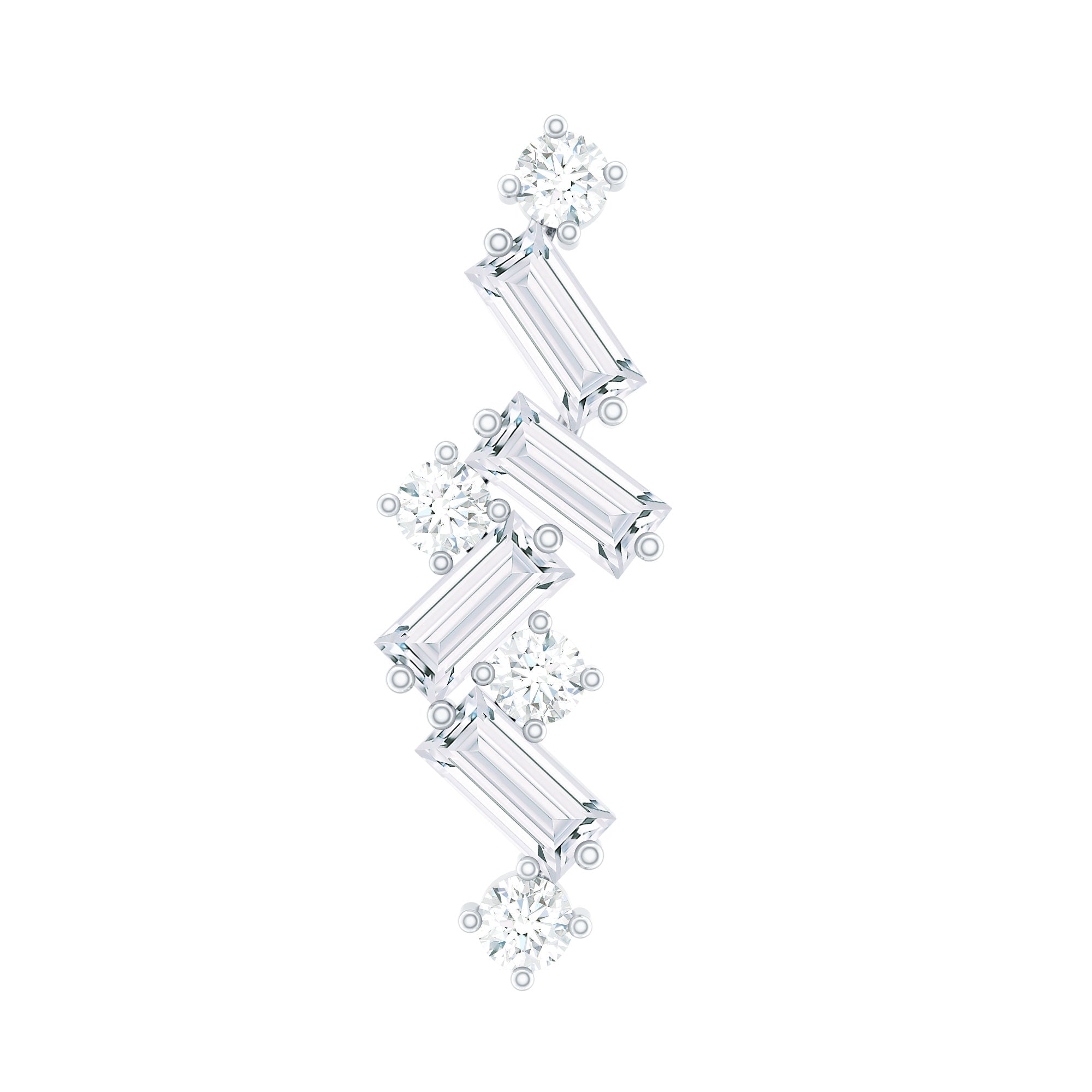 Baguette Diamond Cartilage Earring with Flat Back