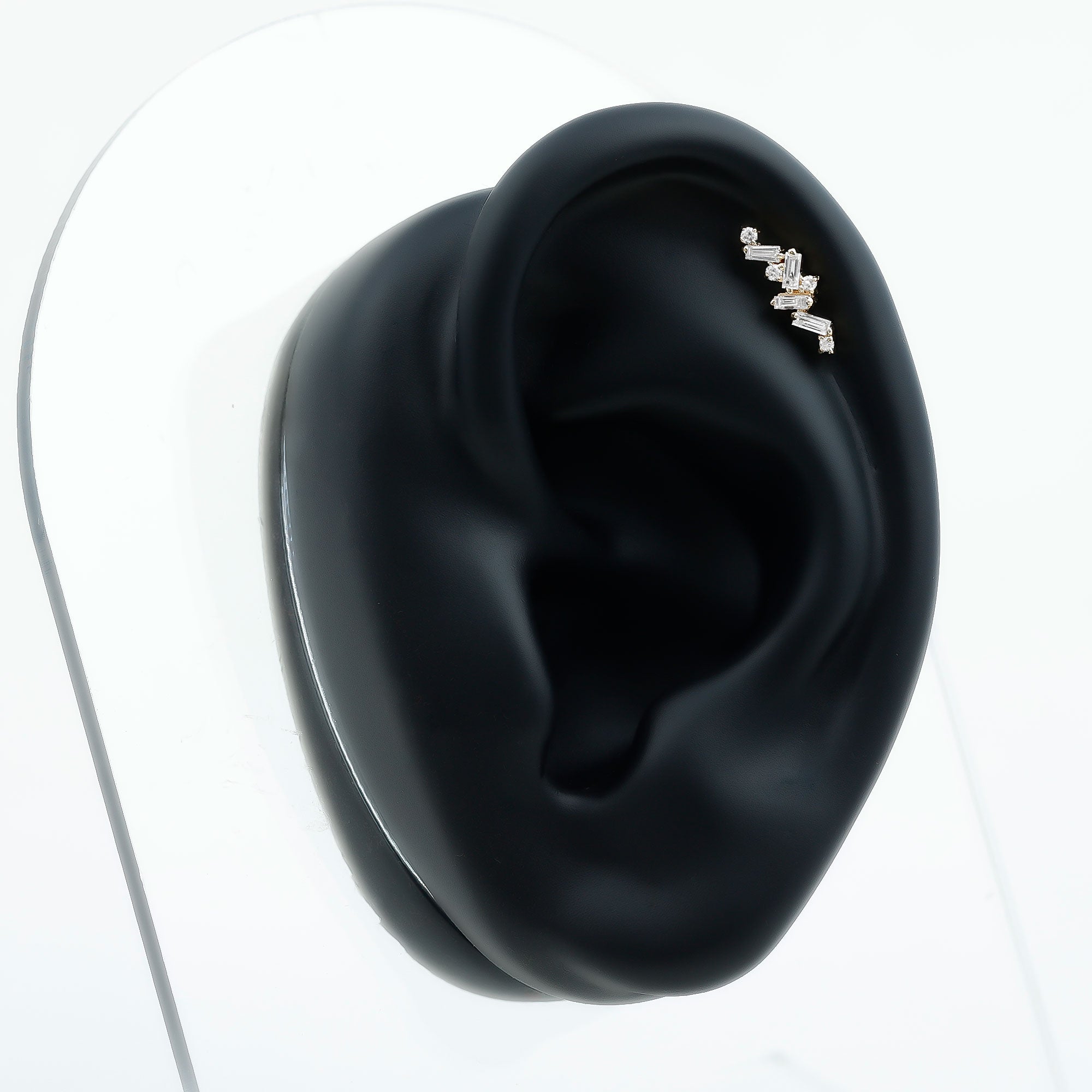 Baguette Diamond Cartilage Earring with Flat Back