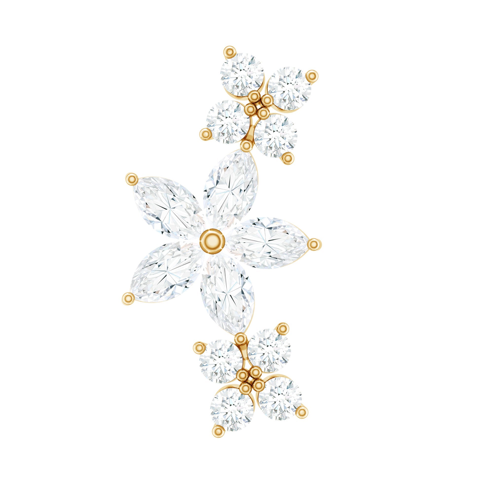 Cartilage Flower Crawler Earring with Diamond