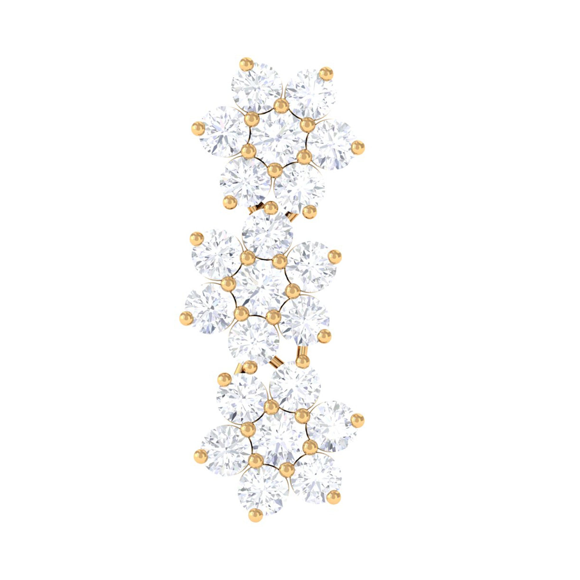 Diamond Three Flower Crawler Earring for Helix Piercing