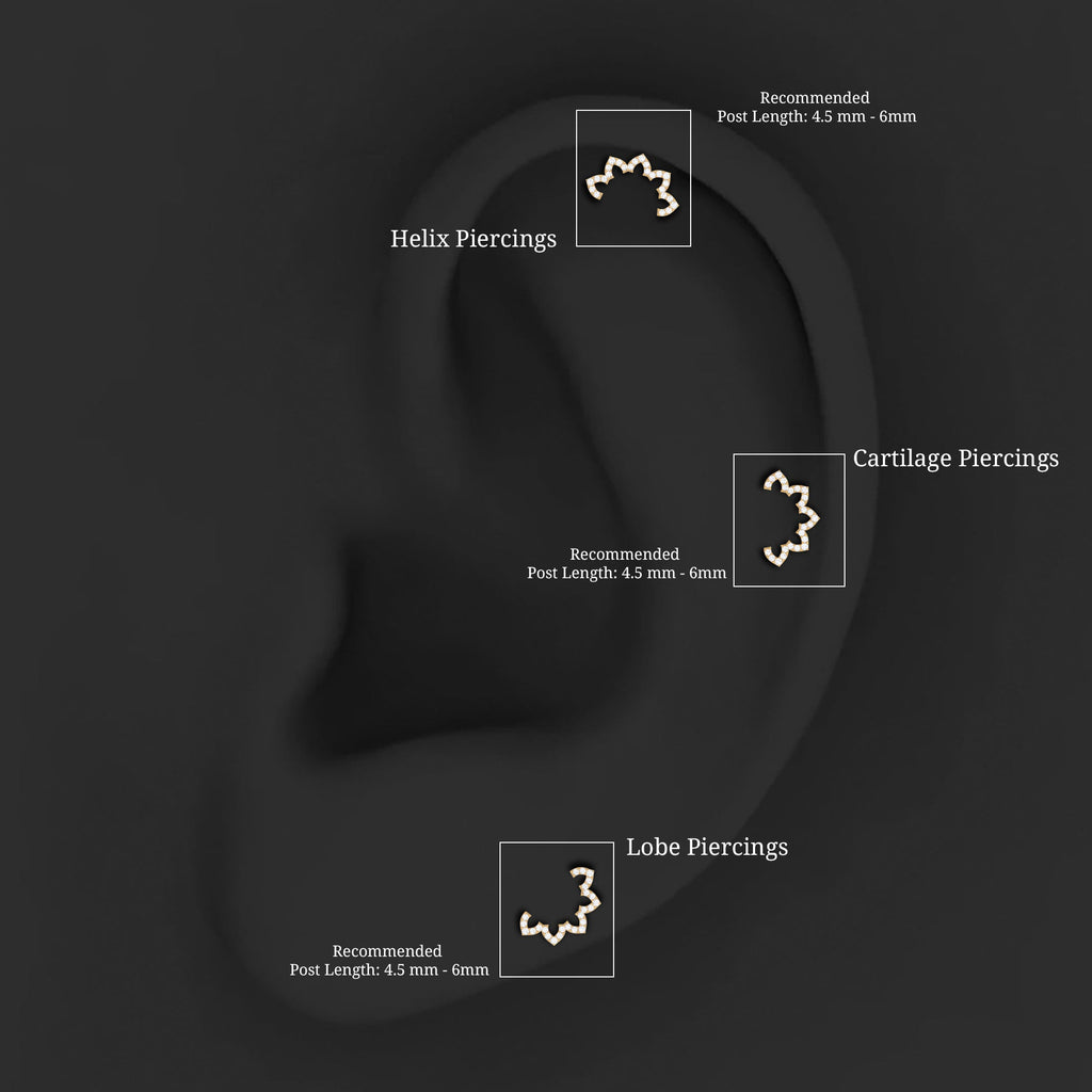 Certified Diamond Curved Floral Earring for Cartilage Piercing
