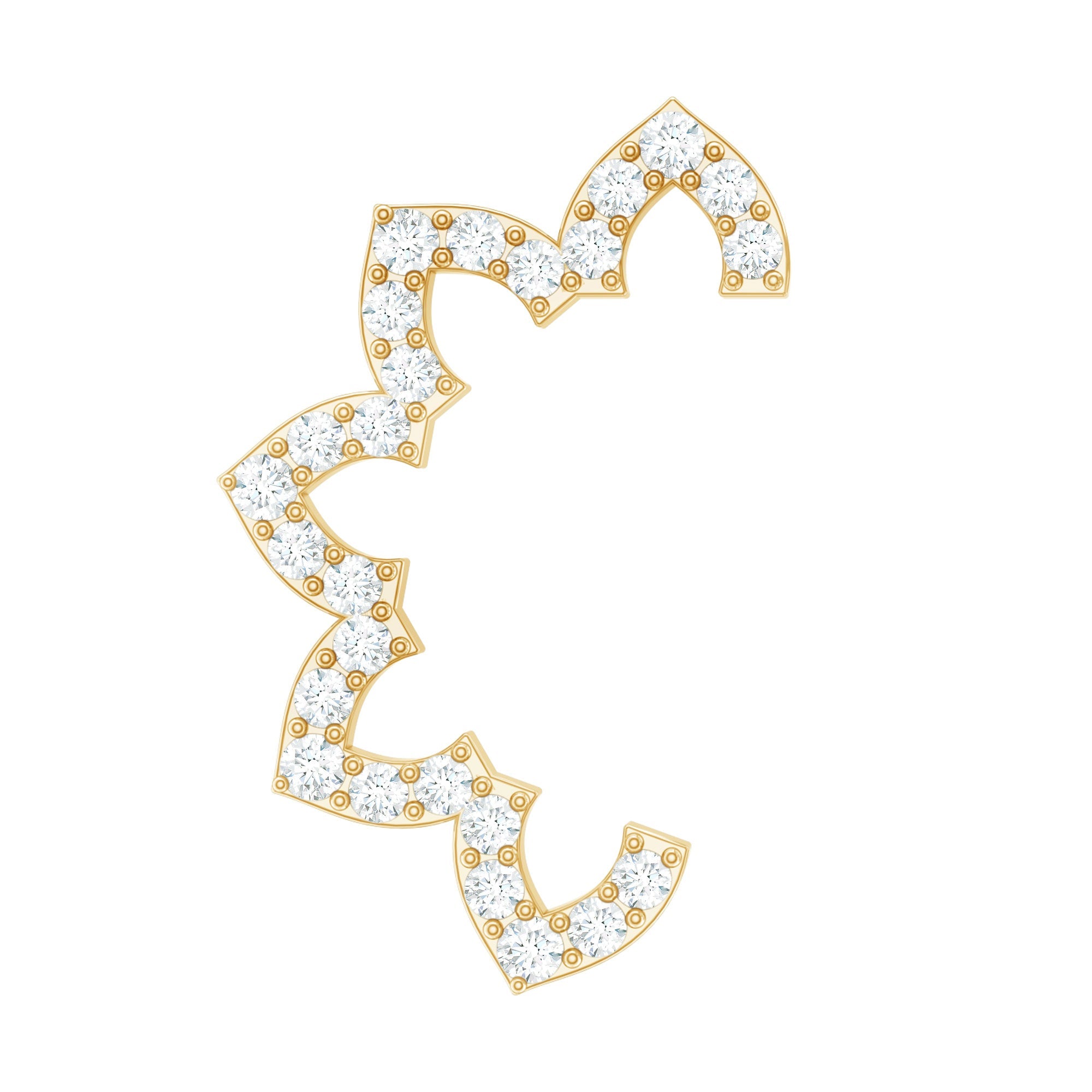 Certified Diamond Curved Floral Earring for Cartilage Piercing