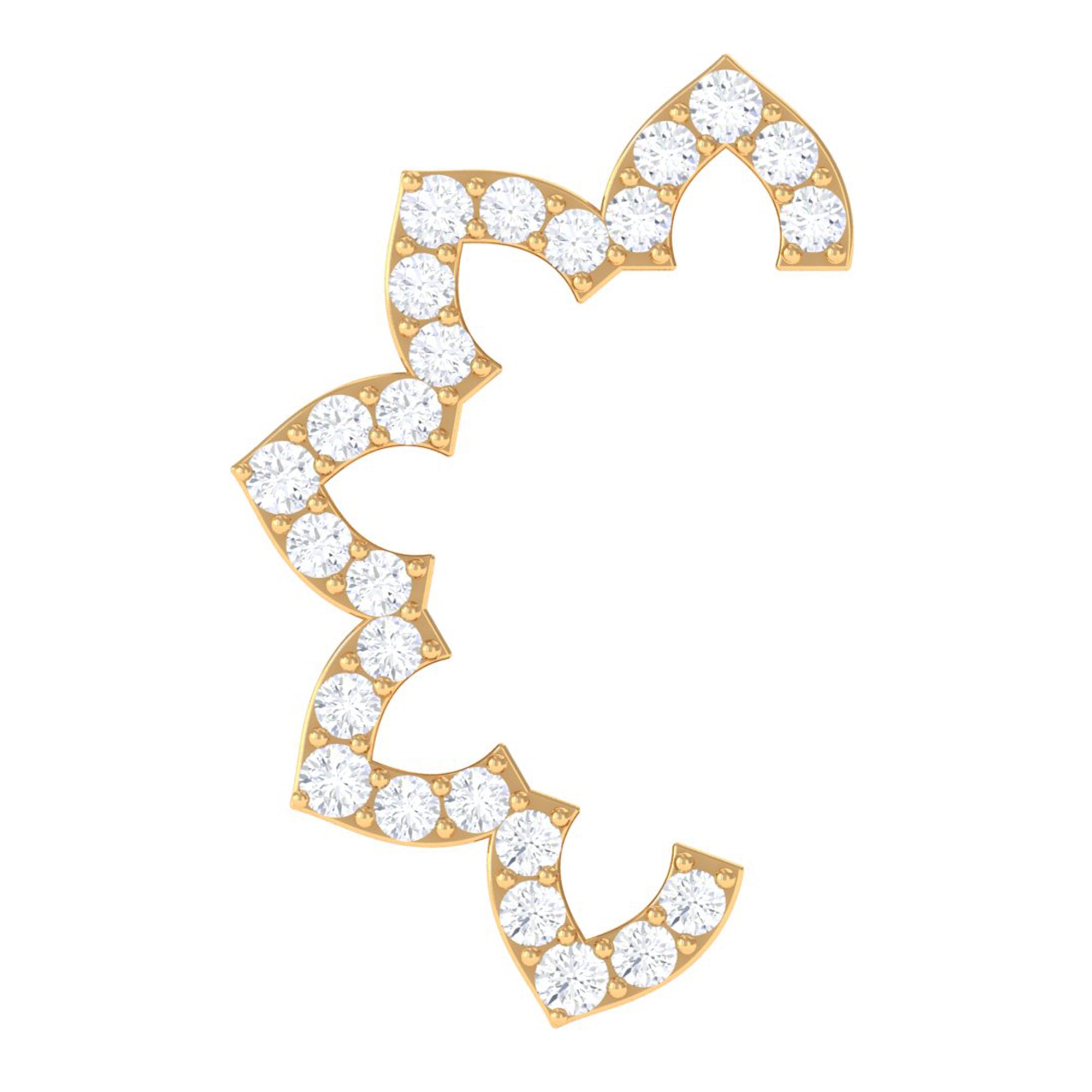 Certified Diamond Curved Floral Earring for Cartilage Piercing