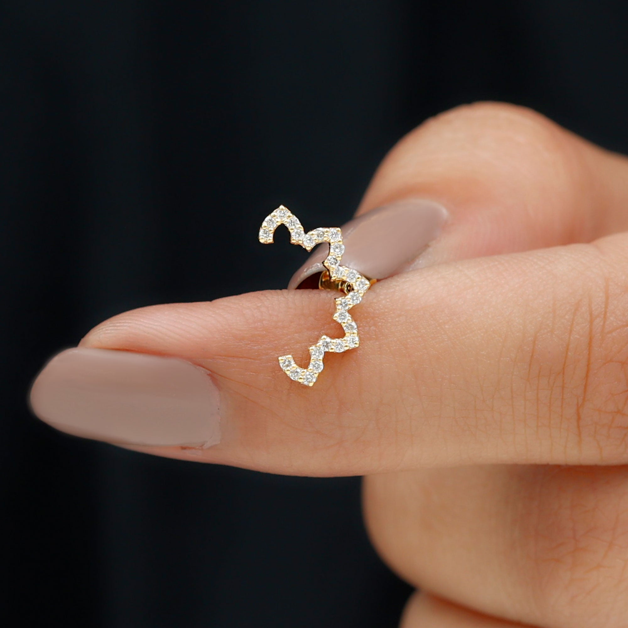 Certified Diamond Curved Floral Earring for Cartilage Piercing