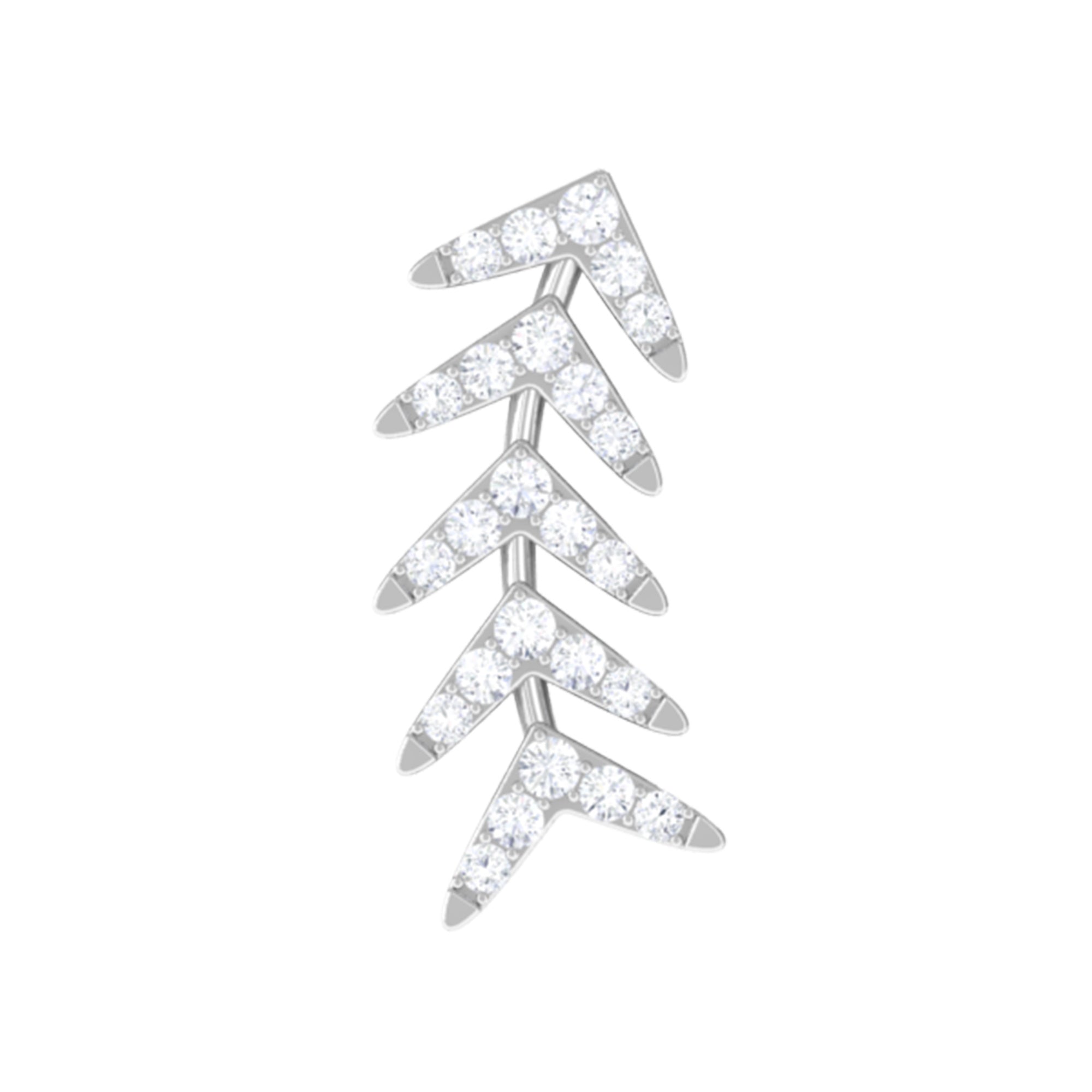 Minimalist Diamond Leaf Crawler Earring for Helix Piercing