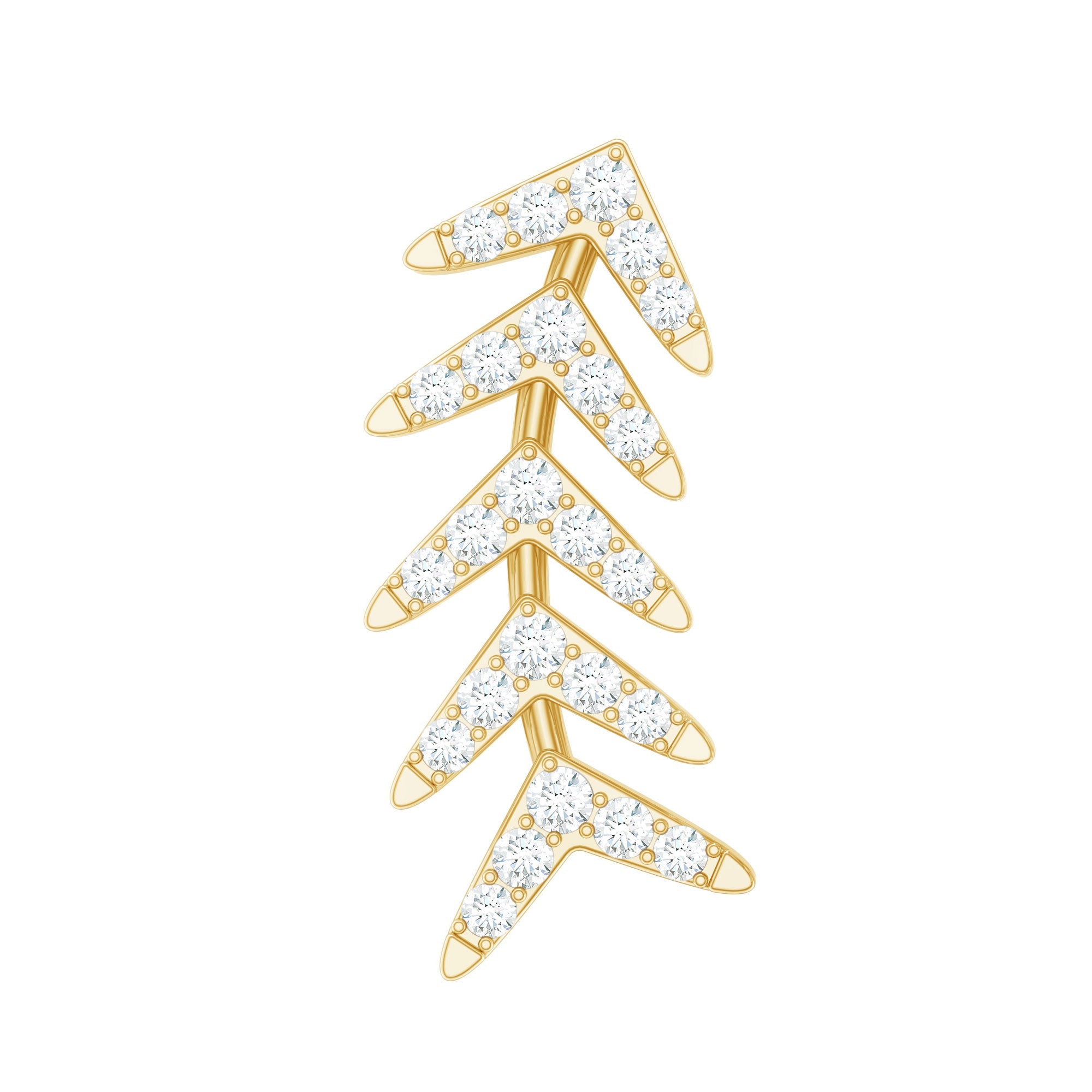 Minimalist Diamond Leaf Crawler Earring for Helix Piercing