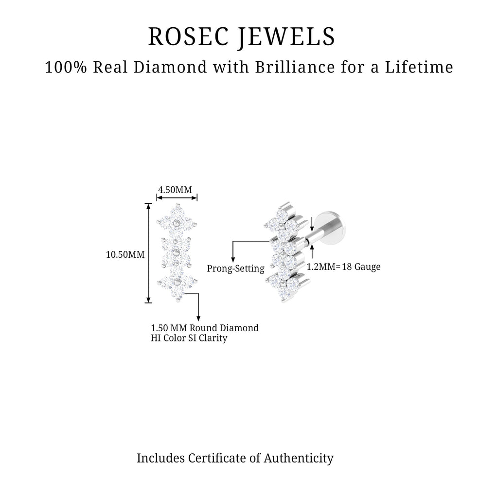 Diamond Flower Crawler Earring for Helix Piercing