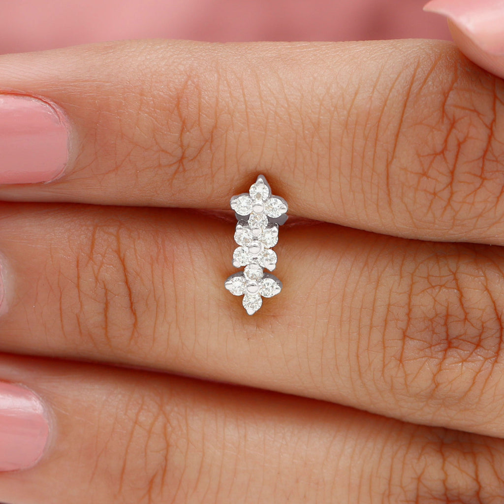 Diamond Flower Crawler Earring for Helix Piercing