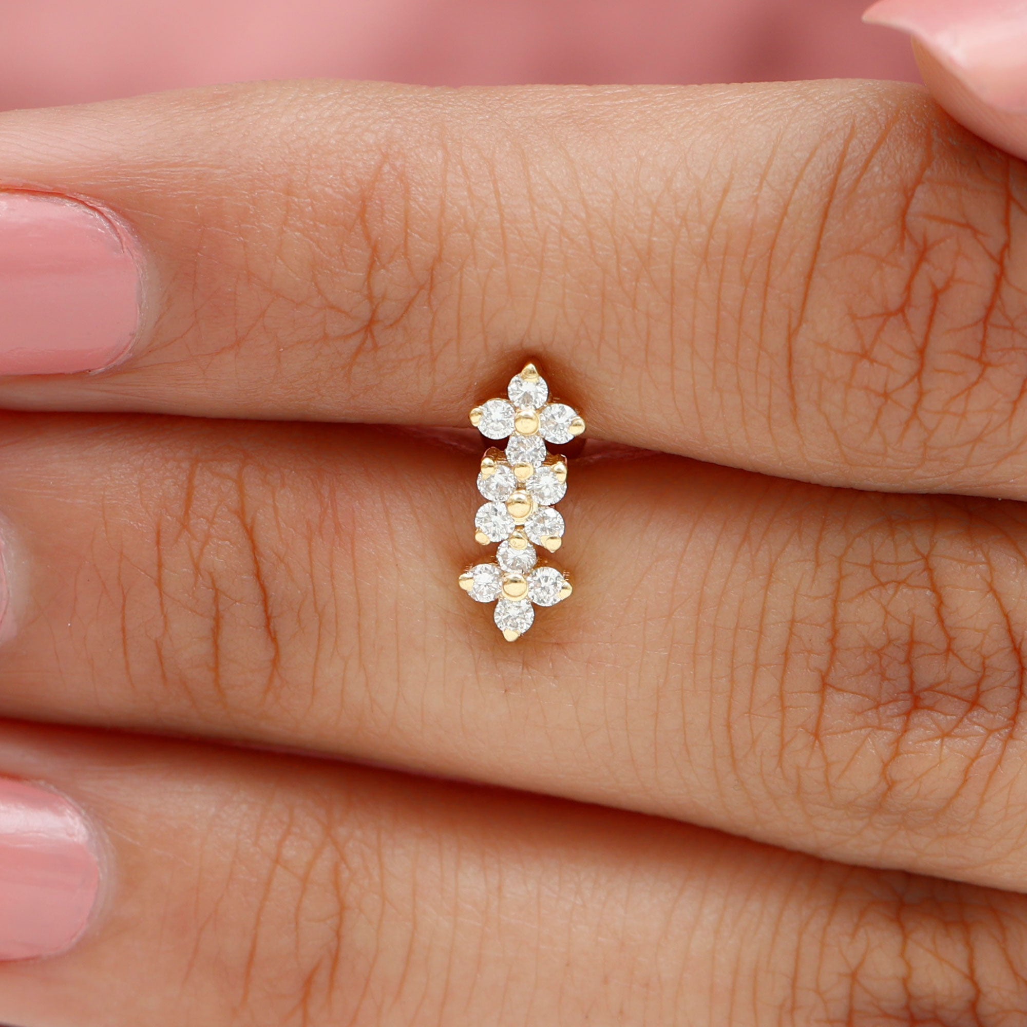 Diamond Flower Crawler Earring for Helix Piercing