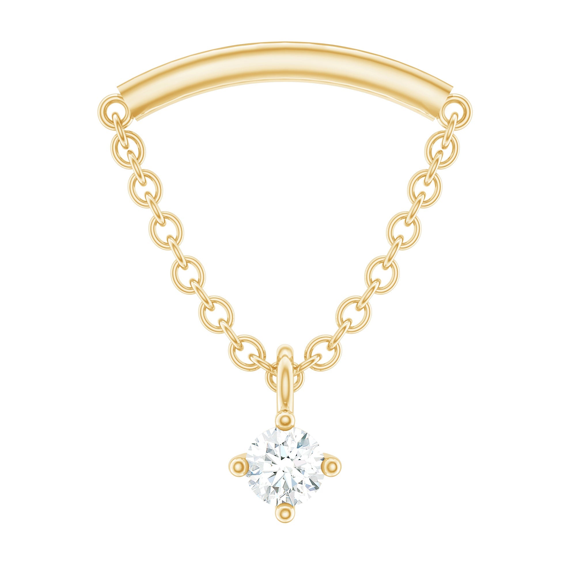 Single Diamond Hidden Helix Earring with Chain