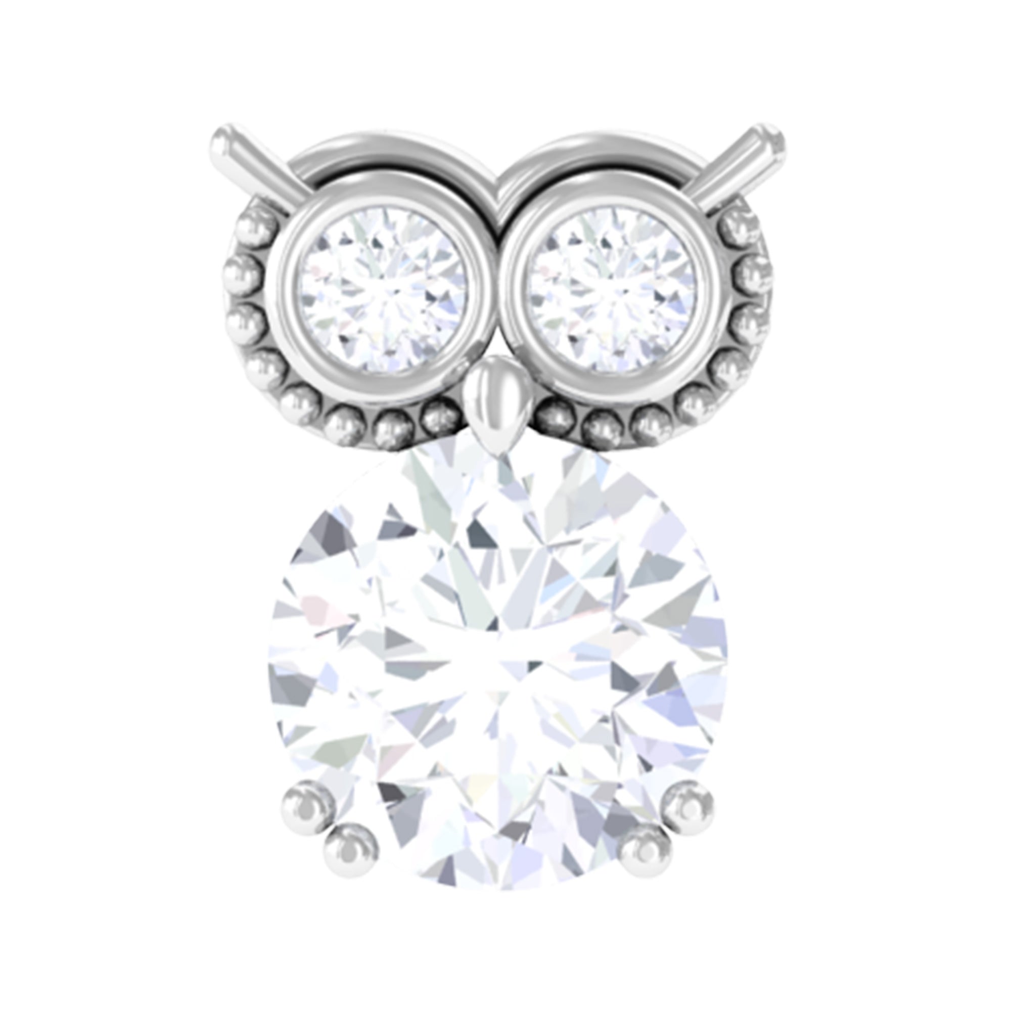 Diamond Owl Earring for Cartilage Piercing