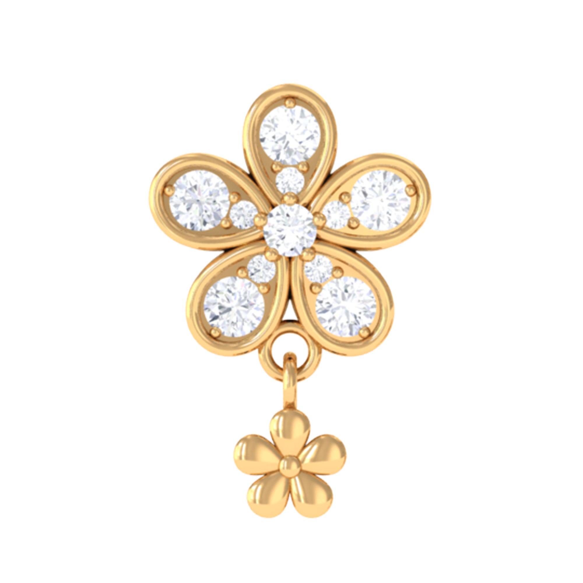 Certified Diamond Flower Helix Drop Earring