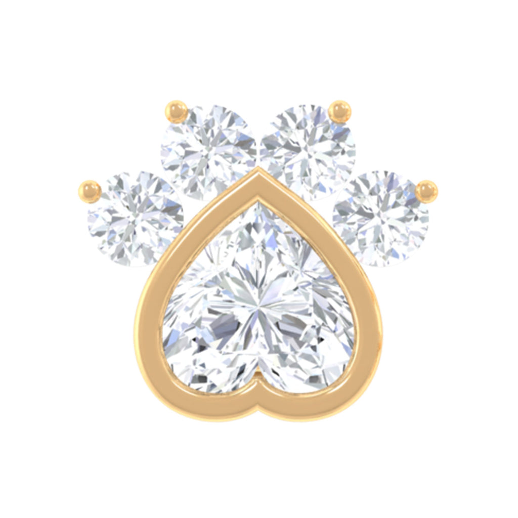 Heart Shape Diamond Dog Paw Print Earring