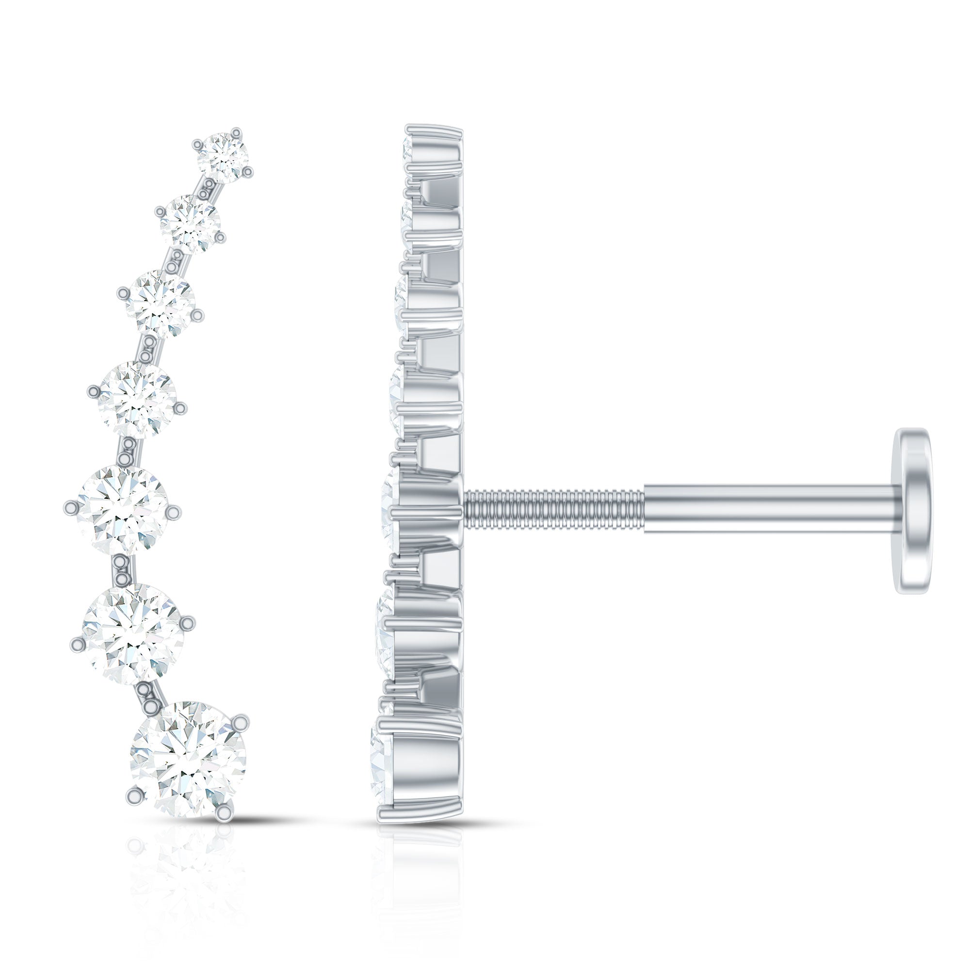 Brilliant Cut Diamond Ear Climber Earring for Helix Piercing