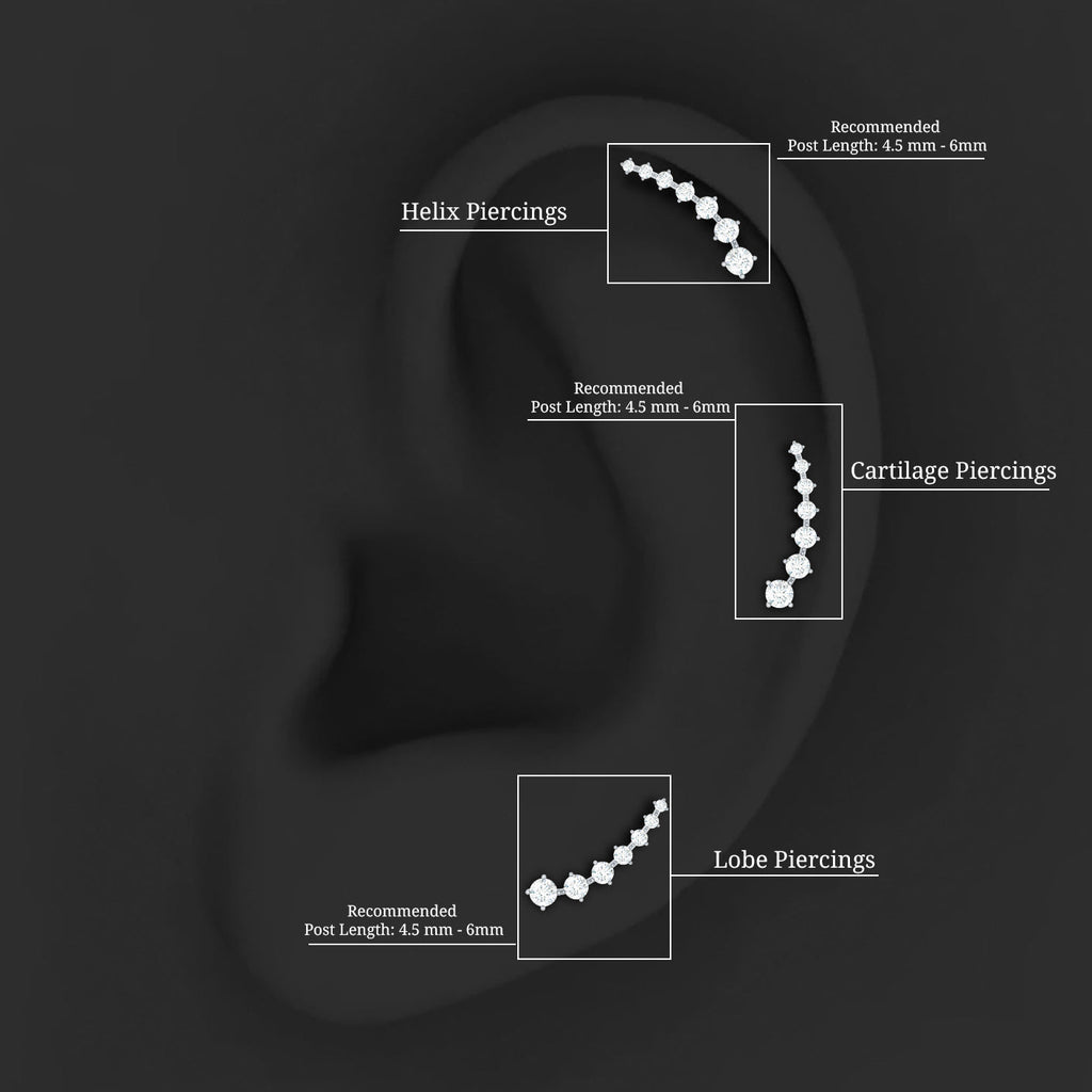 Brilliant Cut Diamond Ear Climber Earring for Helix Piercing