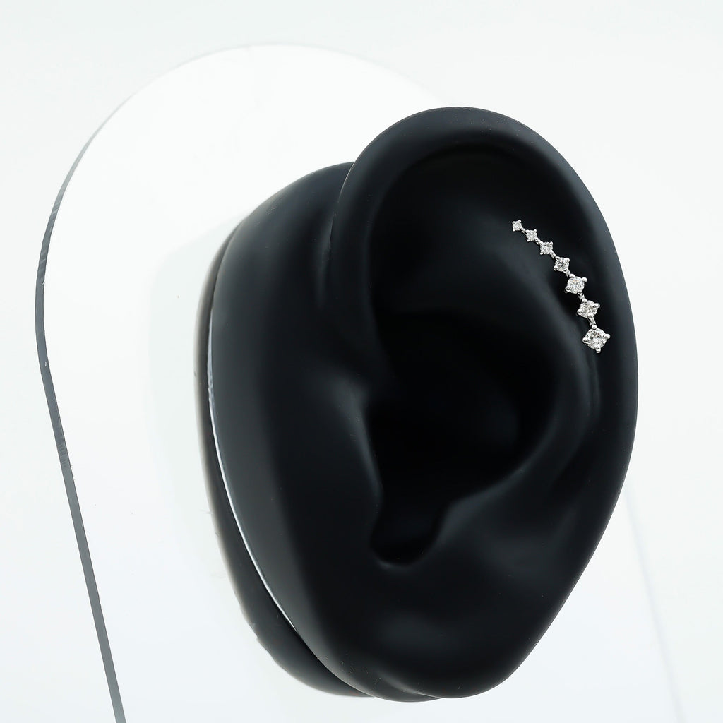 Brilliant Cut Diamond Ear Climber Earring for Helix Piercing