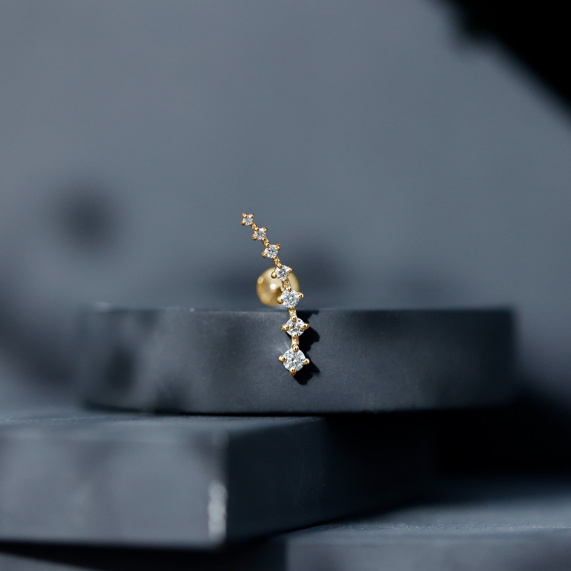 Brilliant Cut Diamond Ear Climber Earring for Helix Piercing