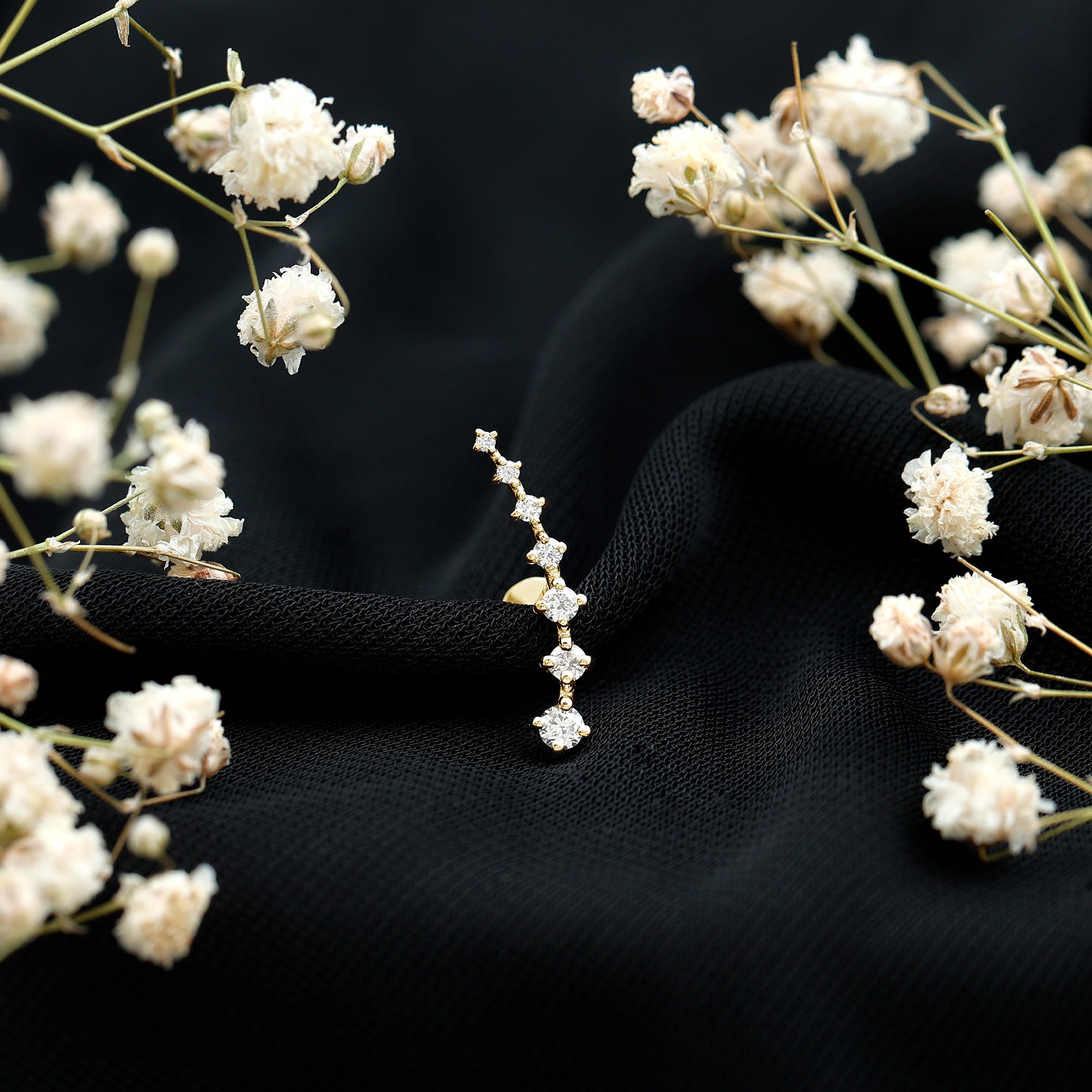 Brilliant Cut Diamond Ear Climber Earring for Helix Piercing